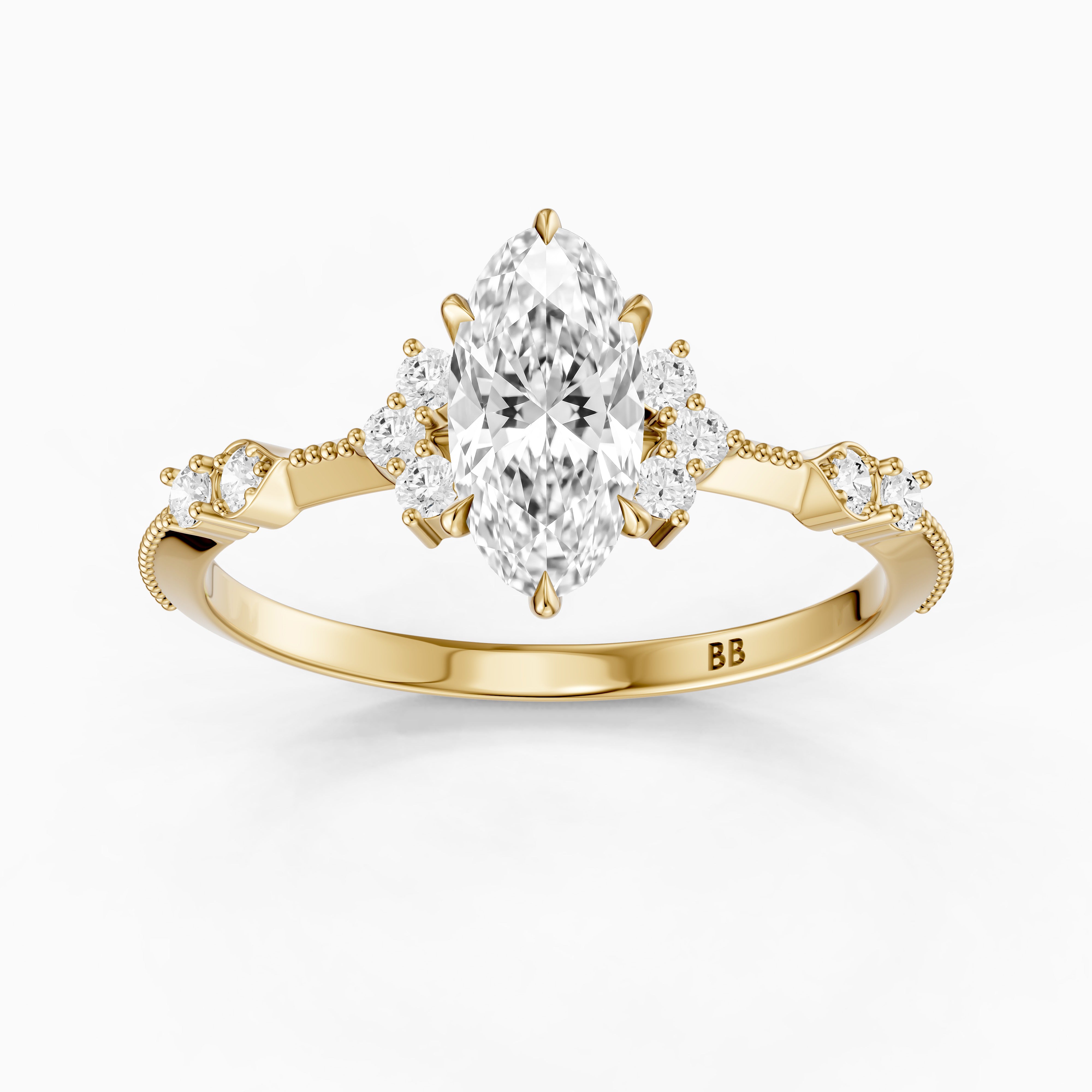 Marlowe Moval Moissanite Diamond Vintage Inspired Ring