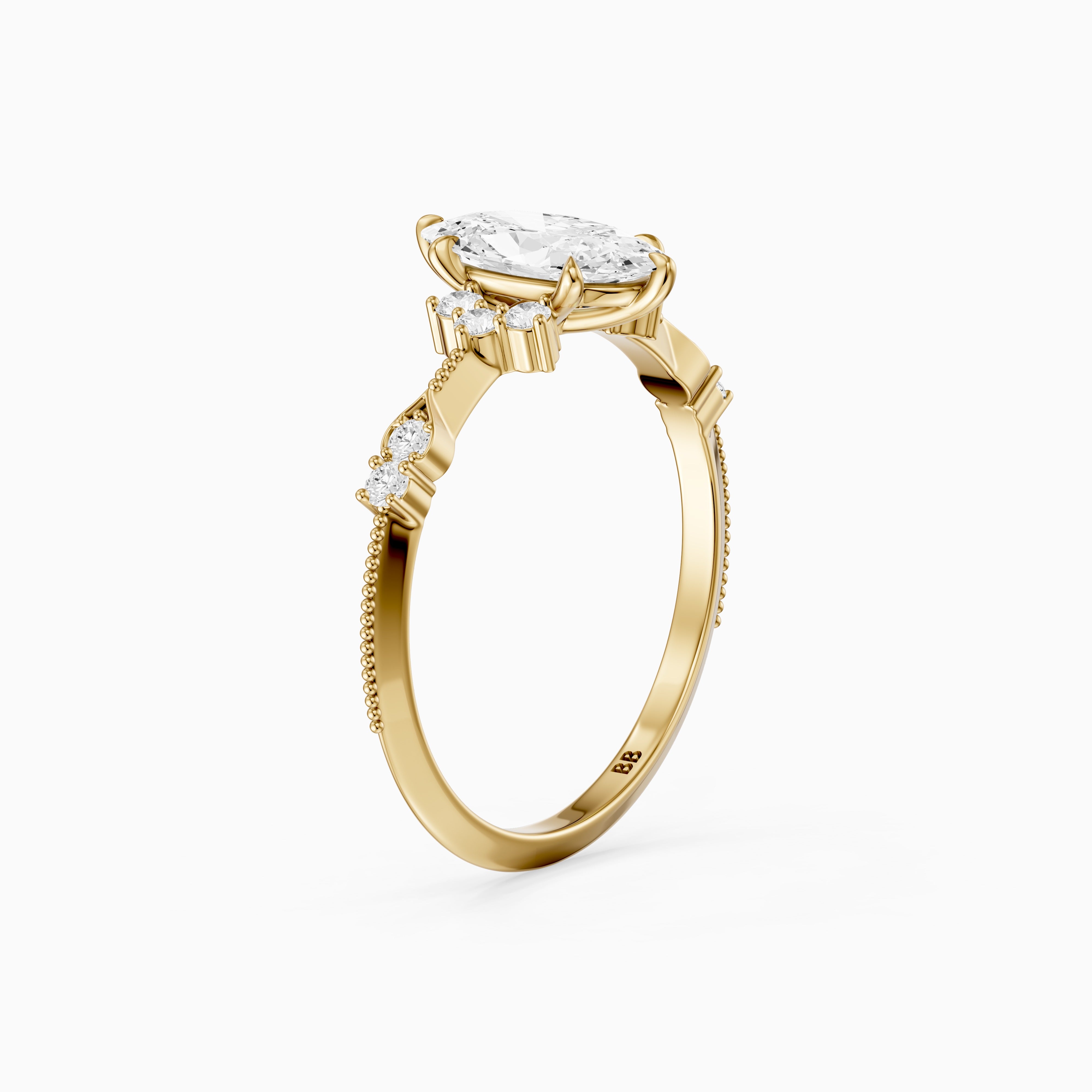 Marlowe Moval Moissanite Diamond Vintage Inspired Ring