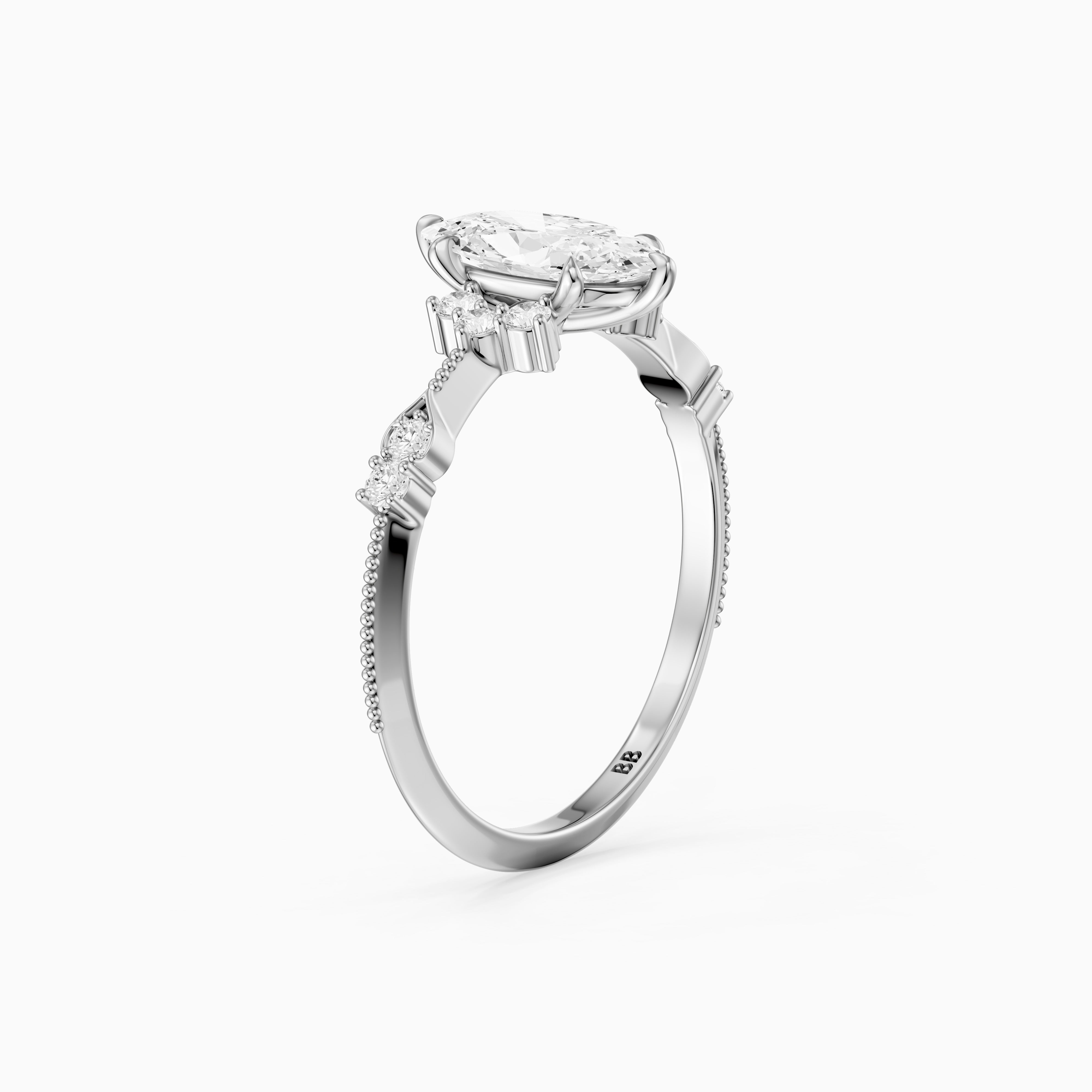 Marlowe Moval Moissanite Diamond Vintage Inspired Ring