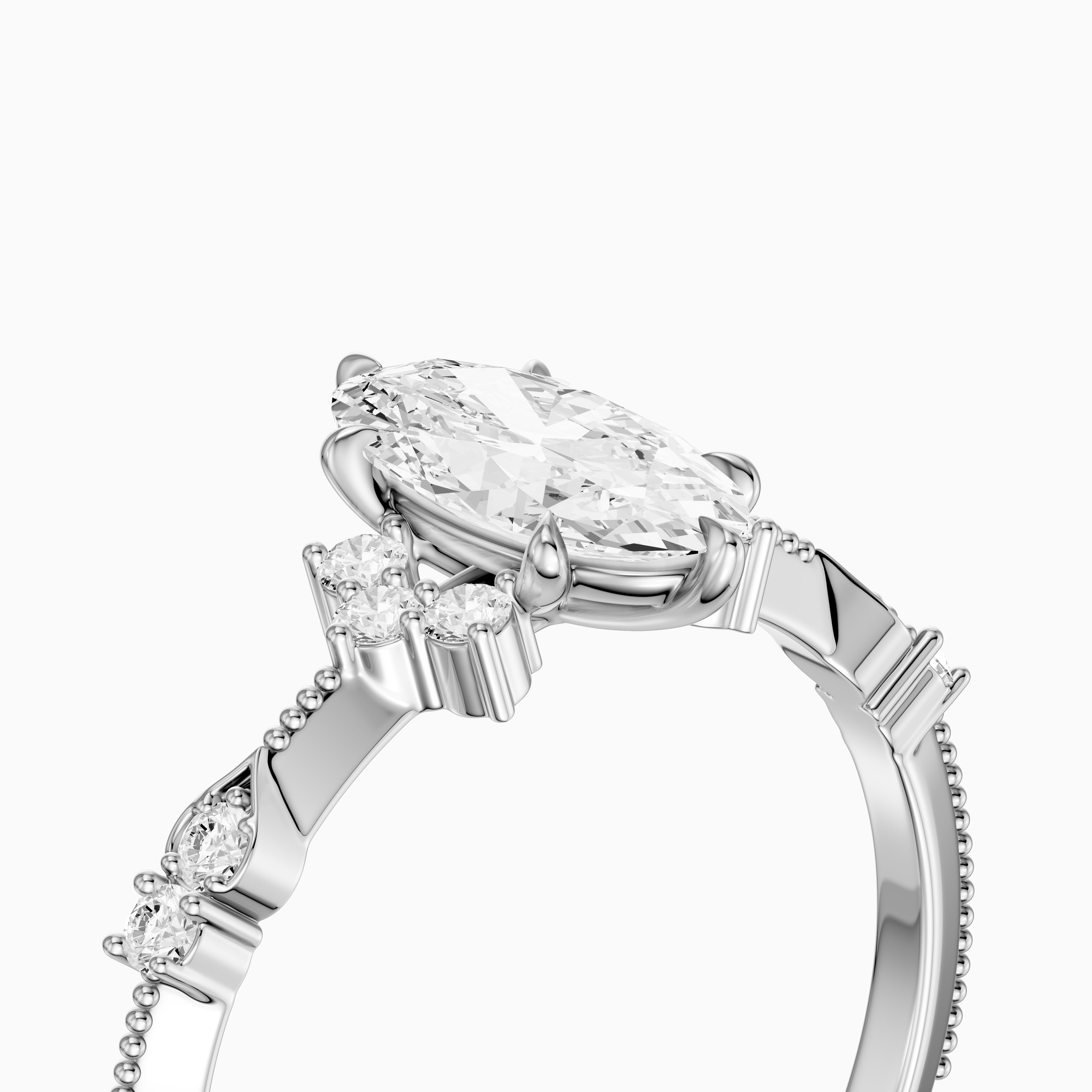 Marlowe Moval Moissanite Diamond Vintage Inspired Ring