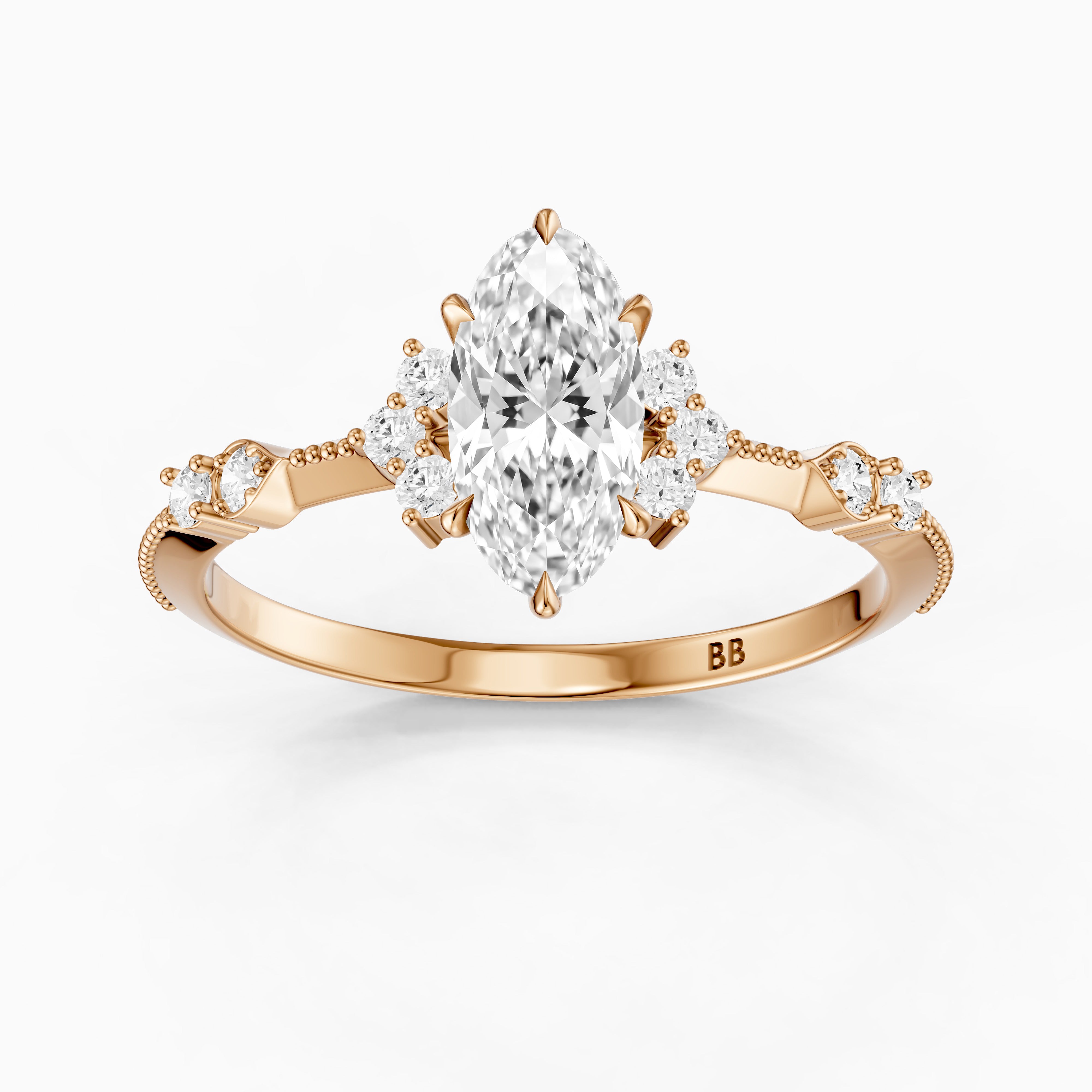 Marlowe Moval Moissanite Diamond Vintage Inspired Ring