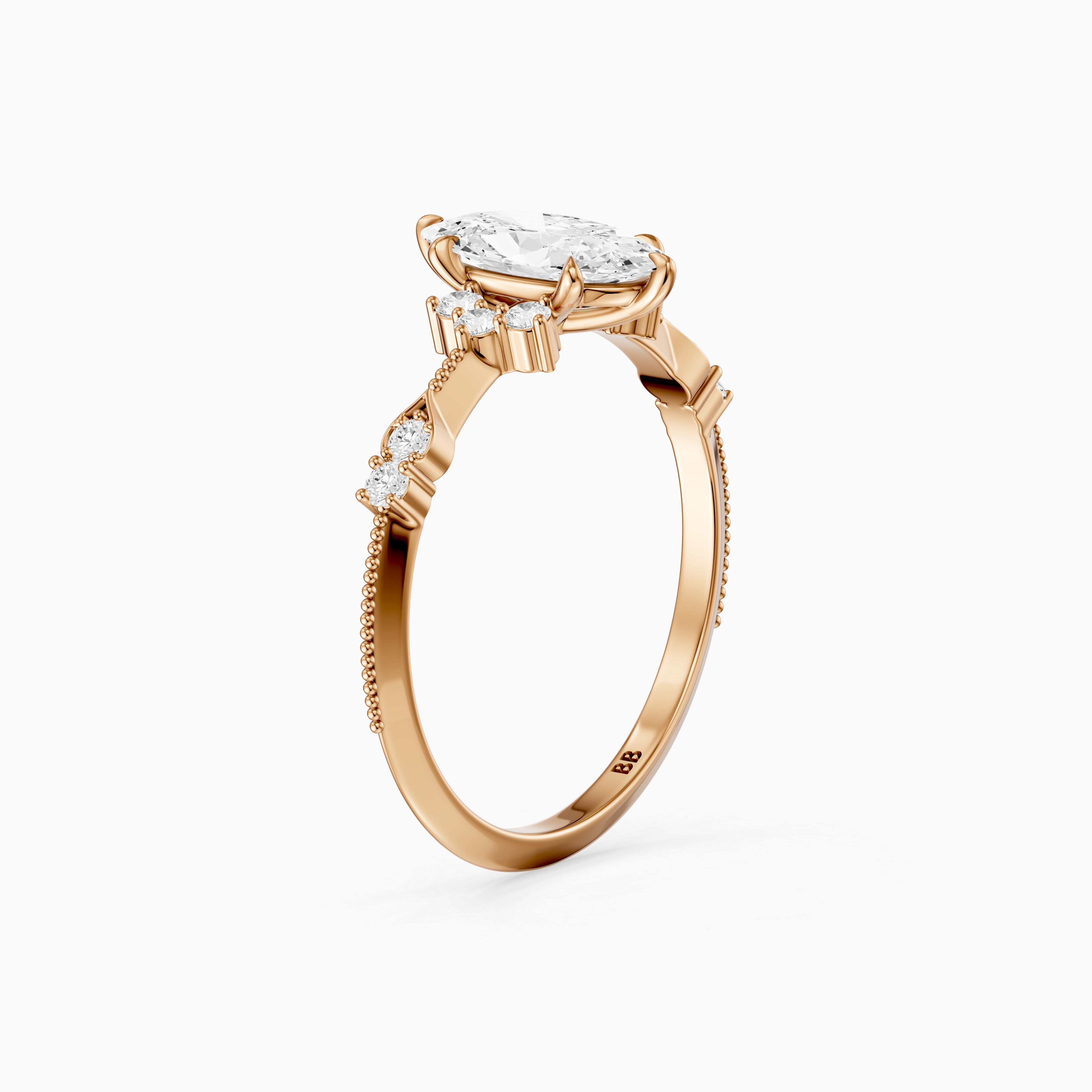 Marlowe Moval Moissanite Diamond Vintage Inspired Ring
