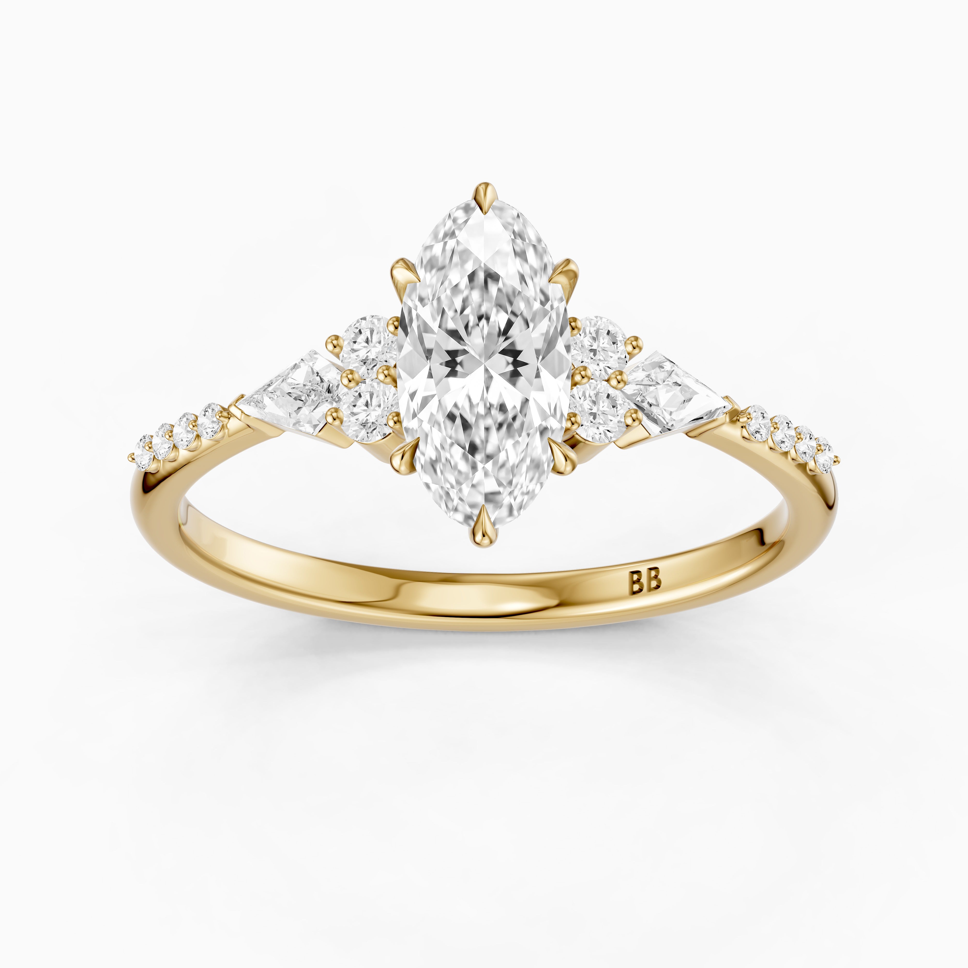 Esme Moval Lab Grown Diamond Cluster Ring with Kite Stones
