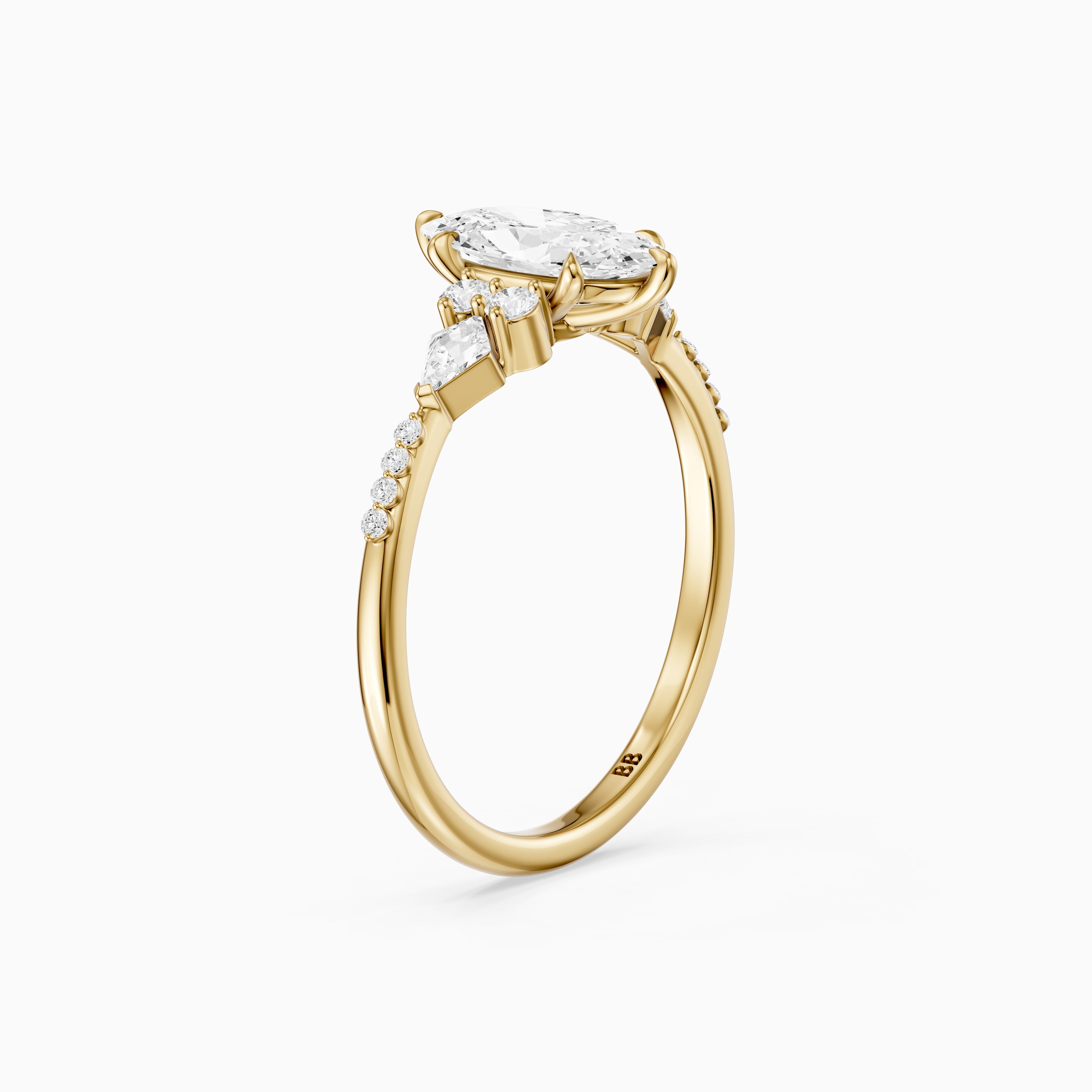 Esme Moval Lab Grown Diamond Cluster Ring with Kite Stones