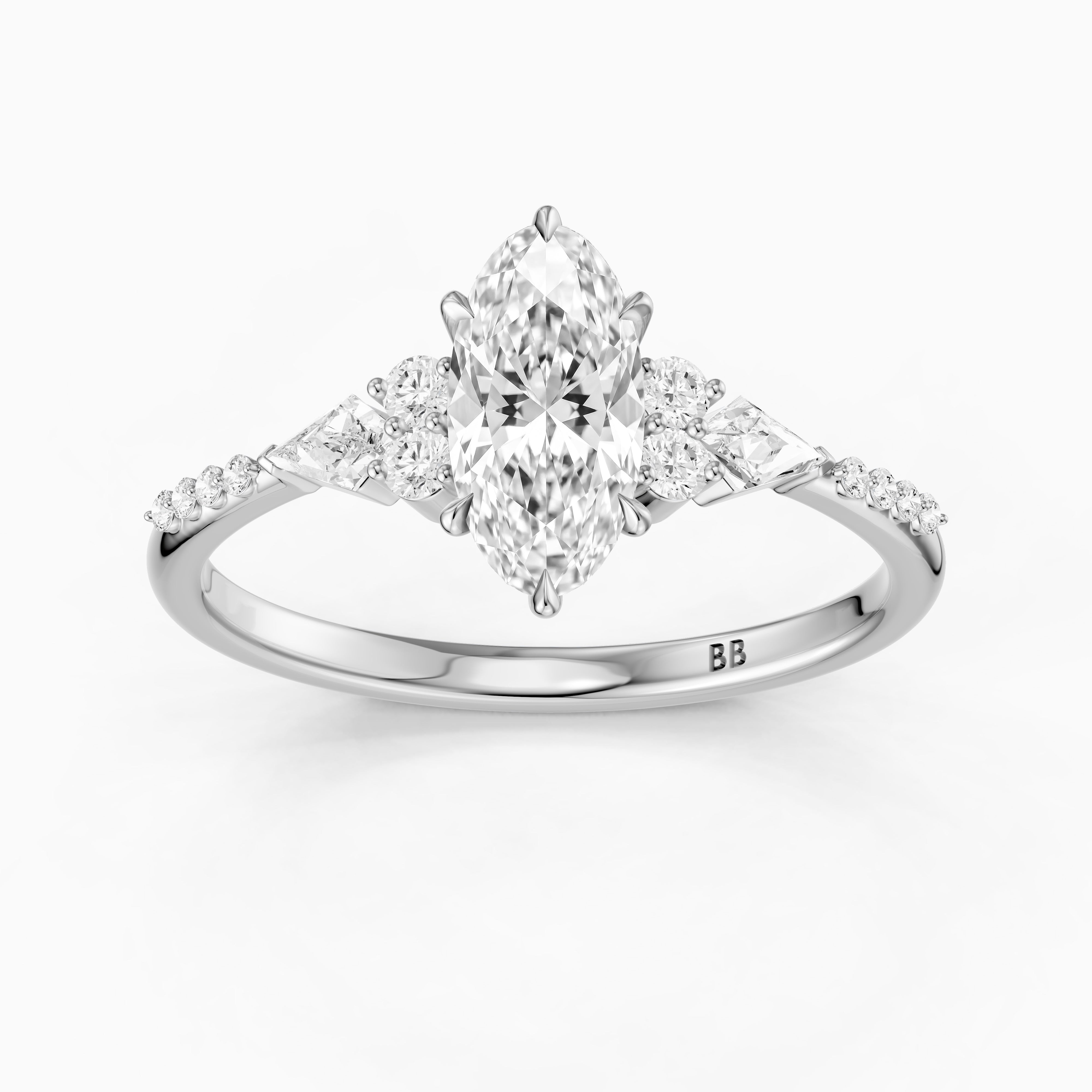 Esme Moval Lab Grown Diamond Cluster Ring with Kite Stones