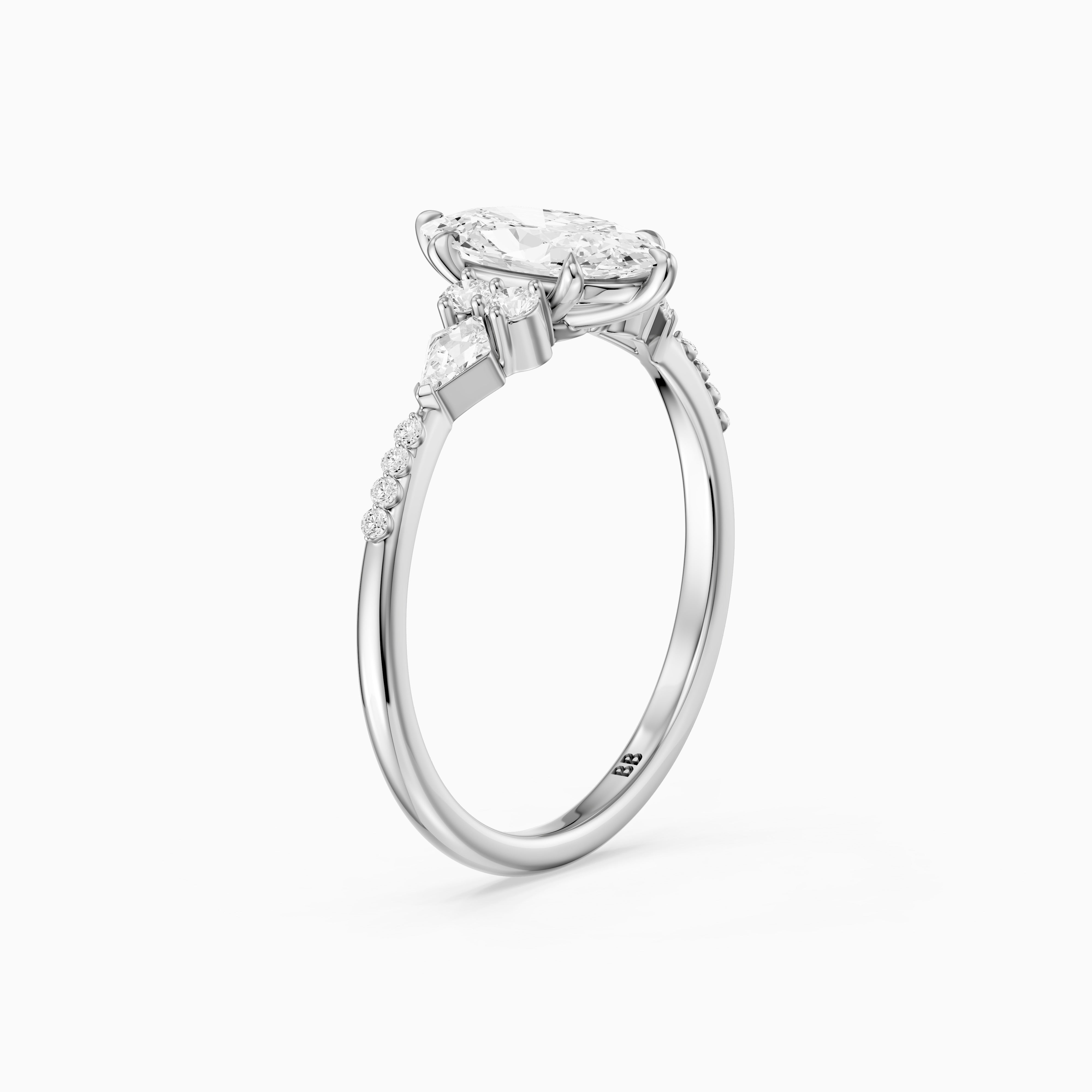 Esme Moval Lab Grown Diamond Cluster Ring with Kite Stones