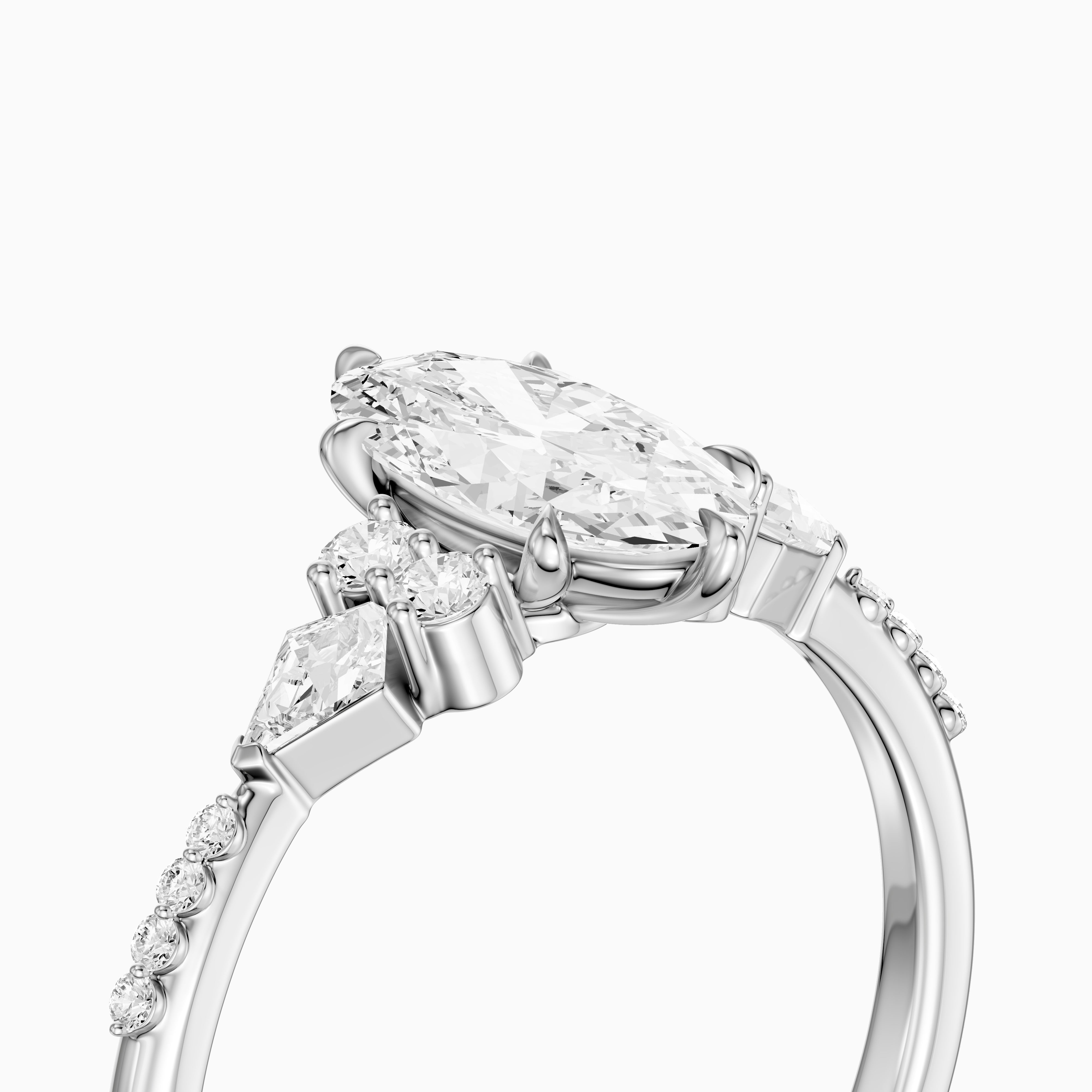 Esme Moval Lab Grown Diamond Cluster Ring with Kite Stones