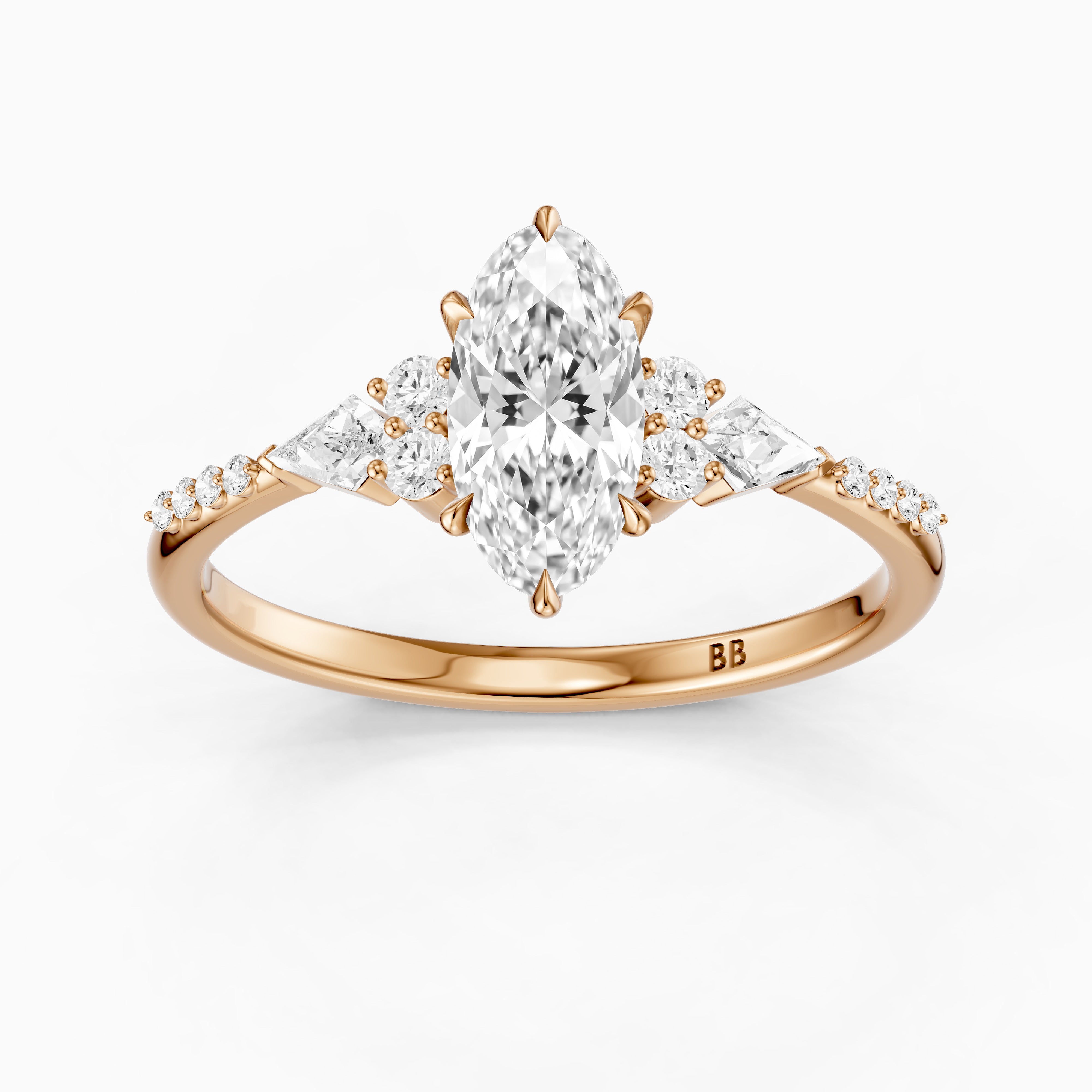 Esme Moval Lab Grown Diamond Cluster Ring with Kite Stones