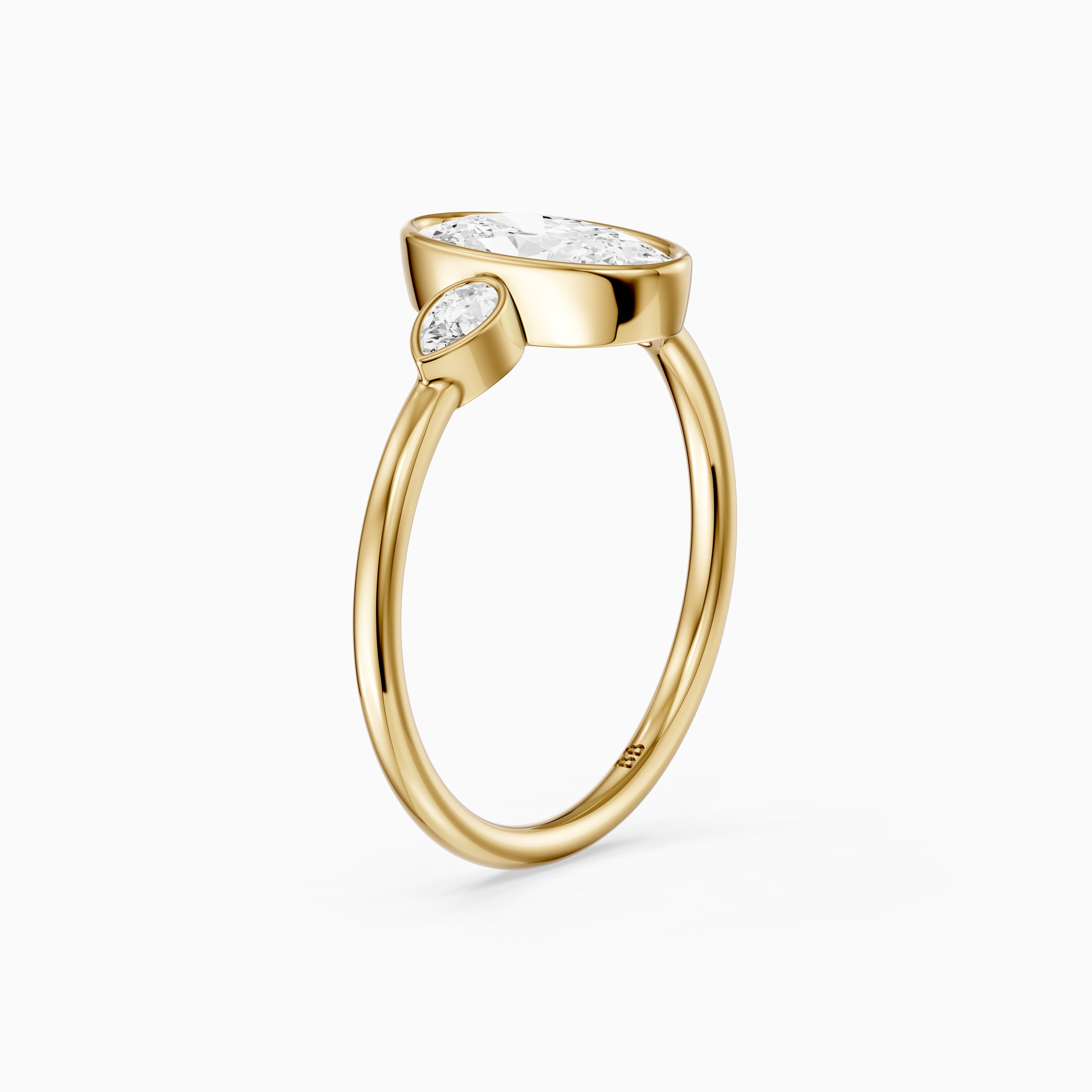 Eliza Moval Moissanite Diamond Bezel Ring with Pear Side Stones
