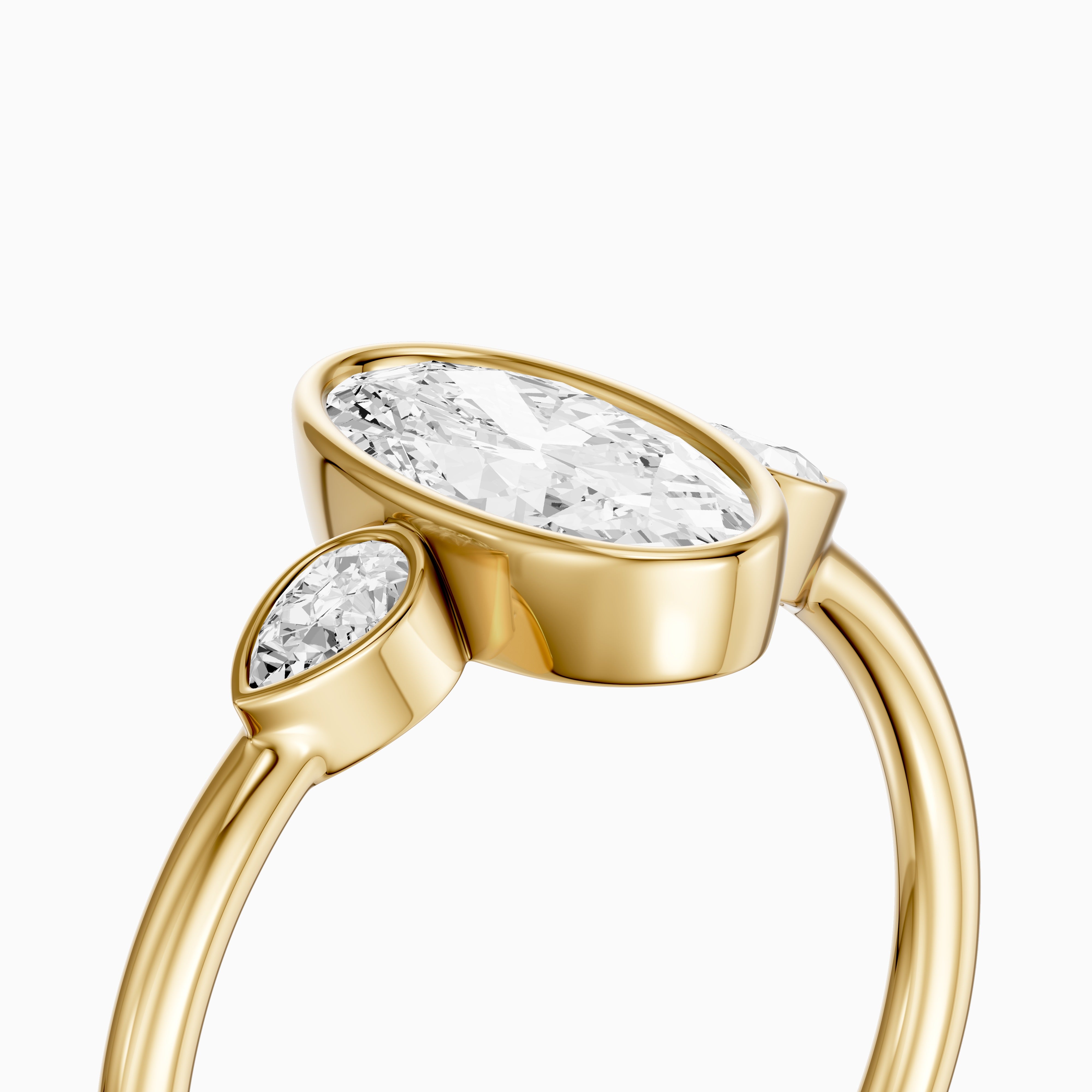 Eliza Moval Moissanite Diamond Bezel Ring with Pear Side Stones