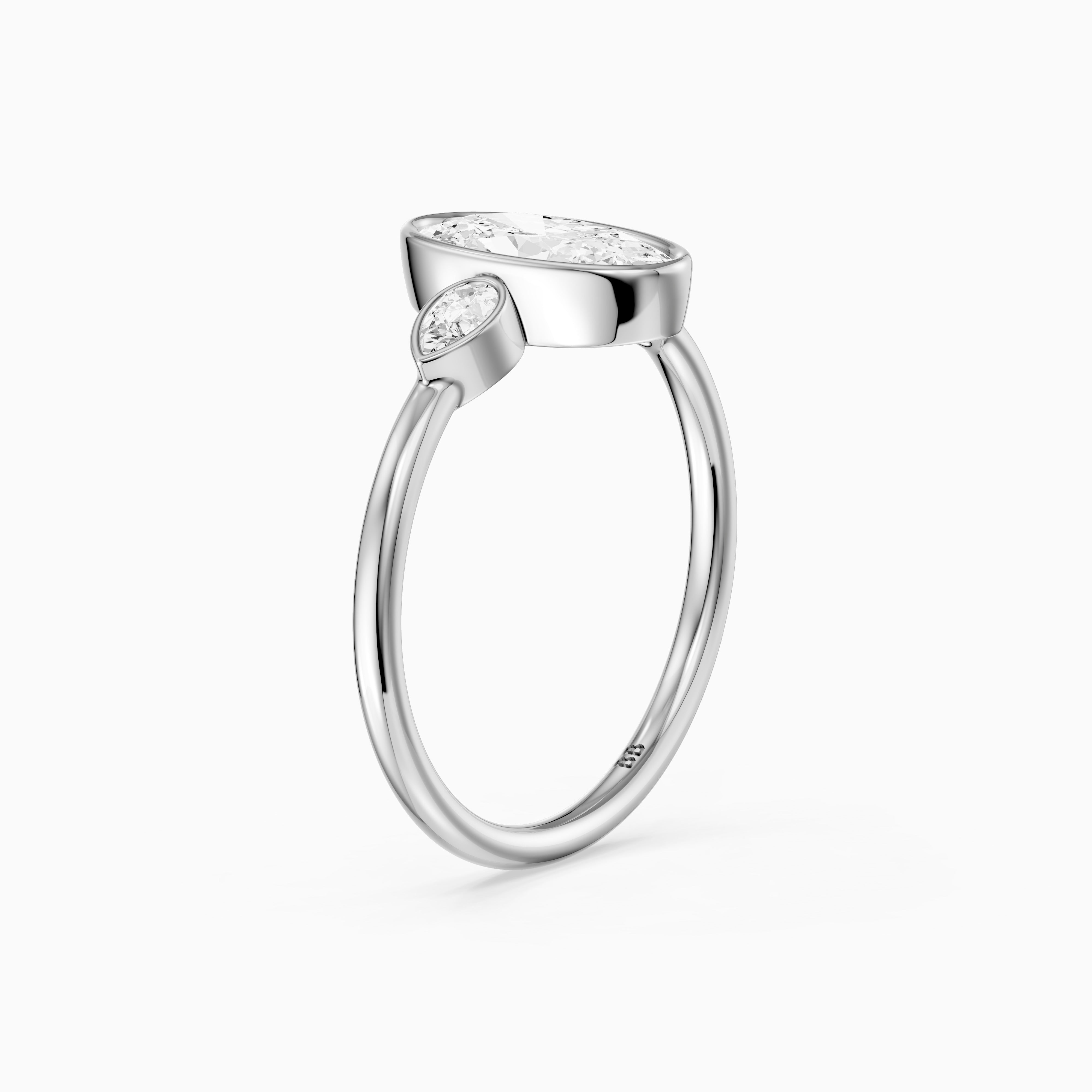 Eliza Moval Moissanite Diamond Bezel Ring with Pear Side Stones