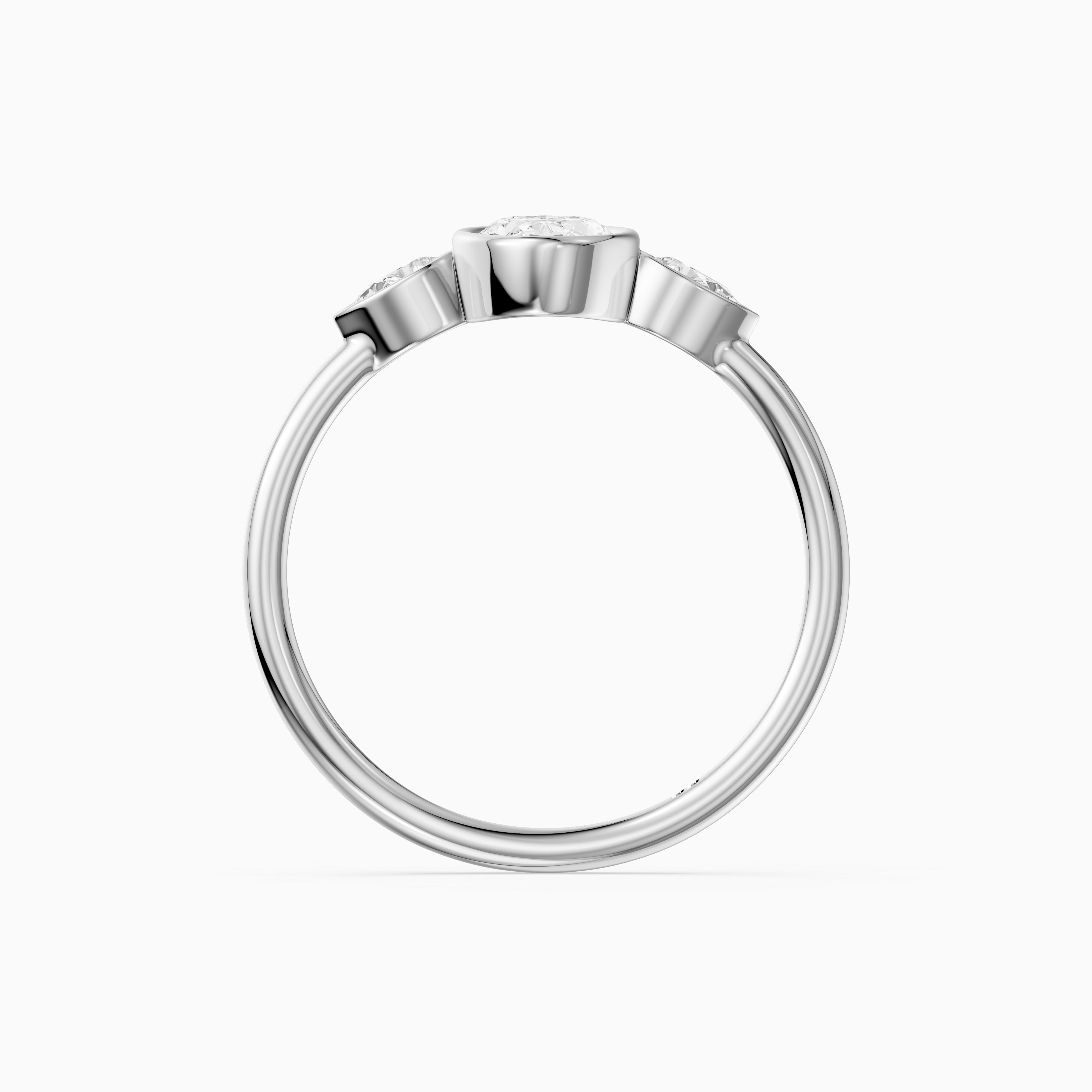 Eliza Moval Moissanite Diamond Bezel Ring with Pear Side Stones