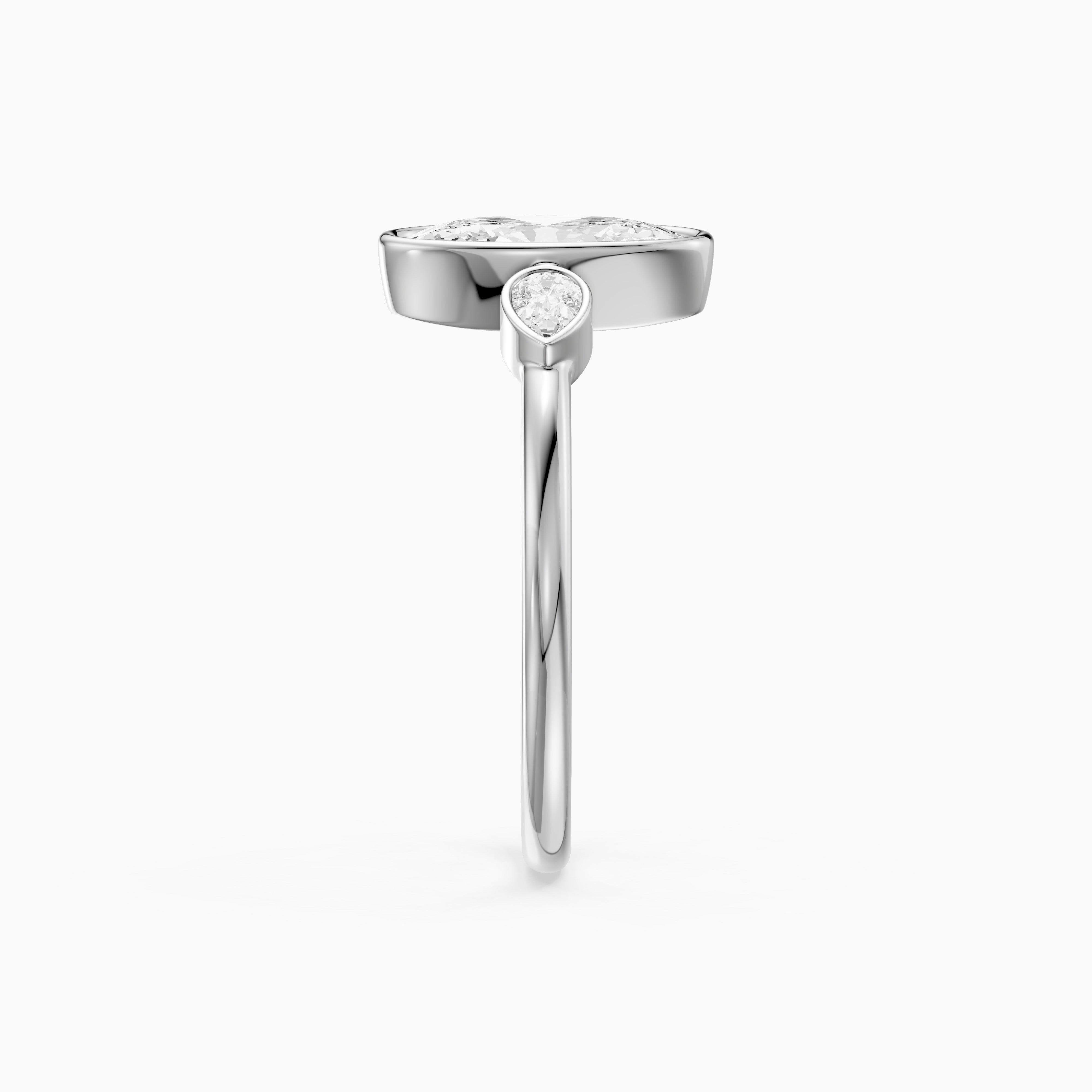 Eliza Moval Moissanite Diamond Bezel Ring with Pear Side Stones