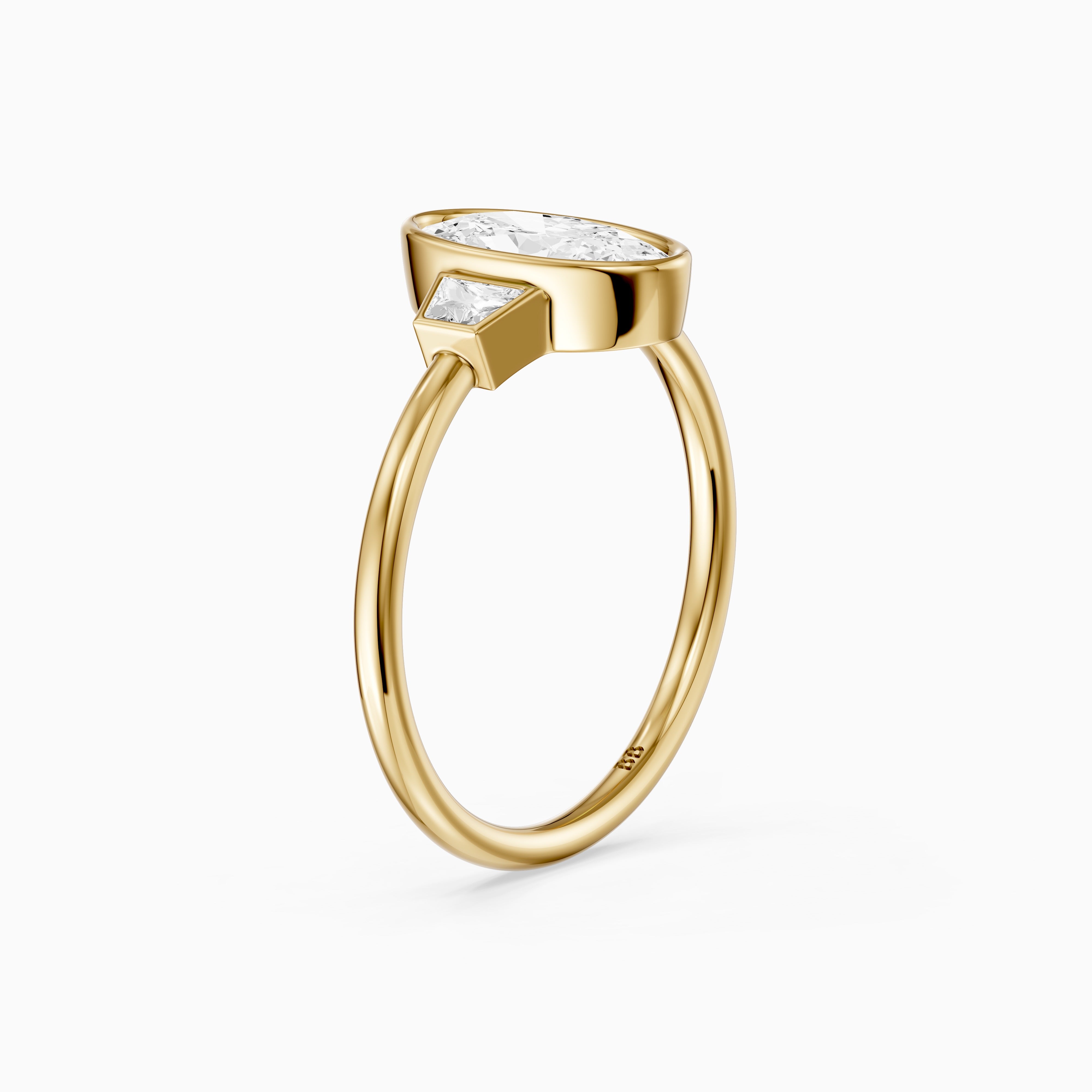 Rosie Moval Lab Grown Diamond Bezel Ring with Trapezoid Side Stones