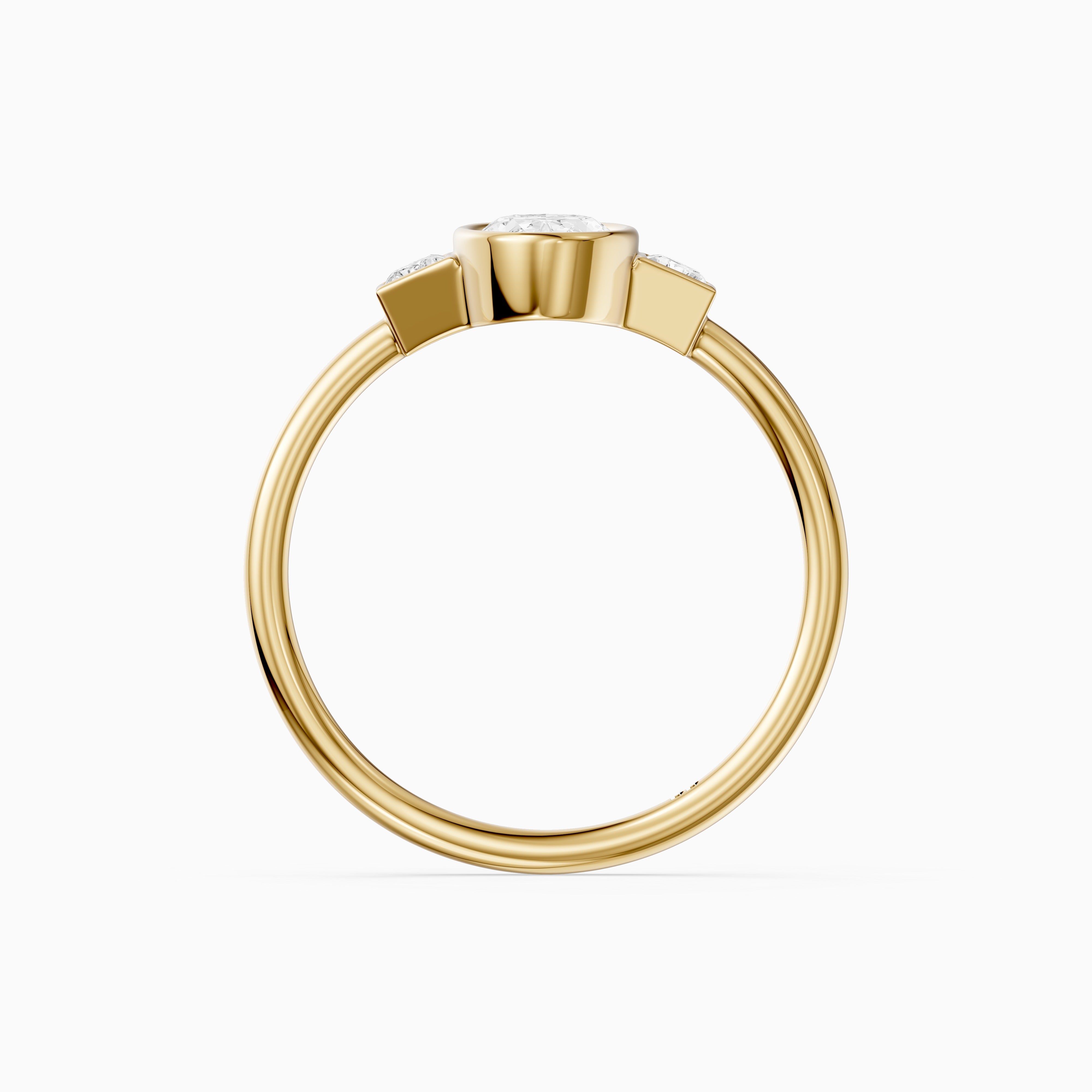 Rosie Moval Lab Grown Diamond Bezel Ring with Trapezoid Side Stones