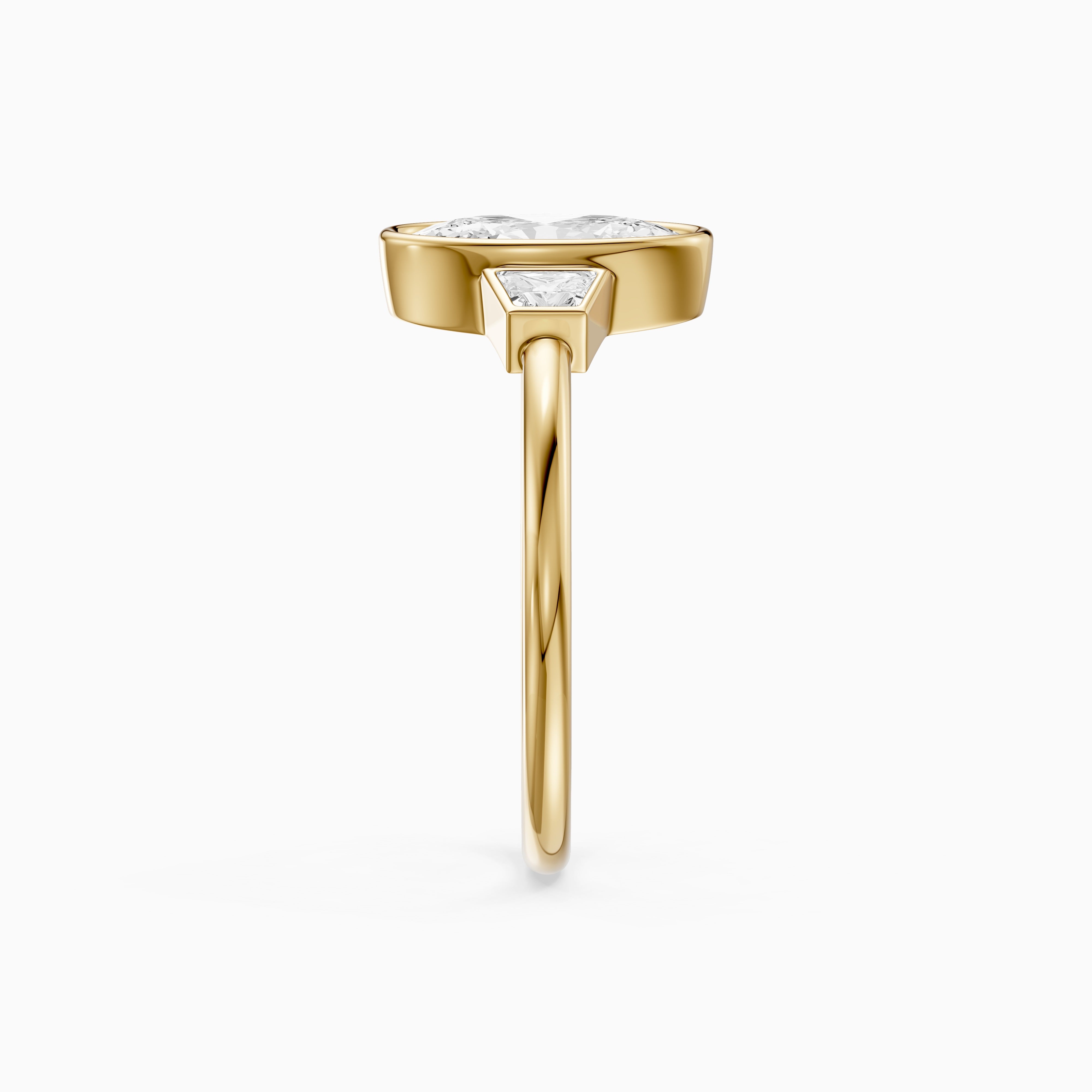 Rosie Moval Lab Grown Diamond Bezel Ring with Trapezoid Side Stones