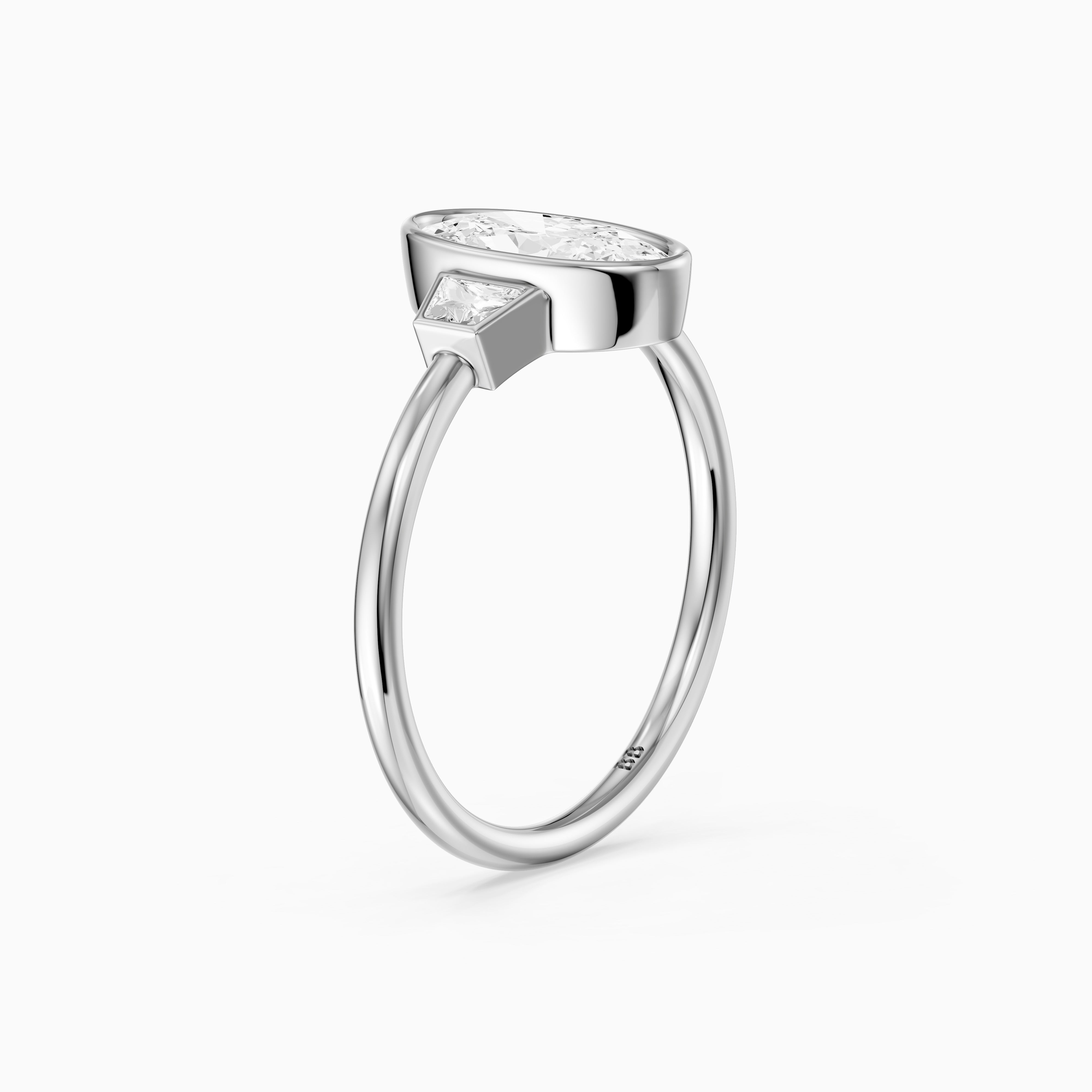 Rosie Moval Lab Grown Diamond Bezel Ring with Trapezoid Side Stones