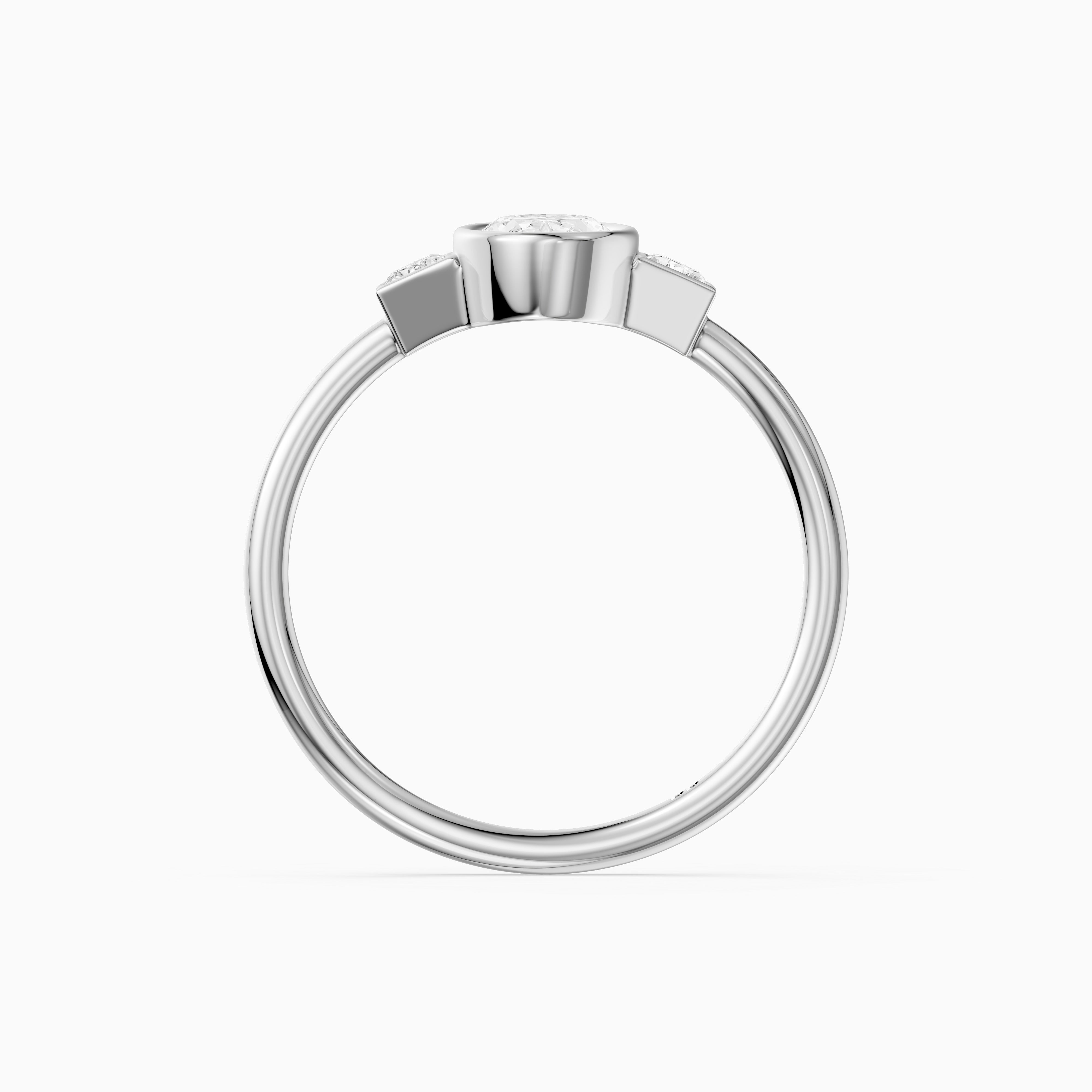 Rosie Moval Lab Grown Diamond Bezel Ring with Trapezoid Side Stones