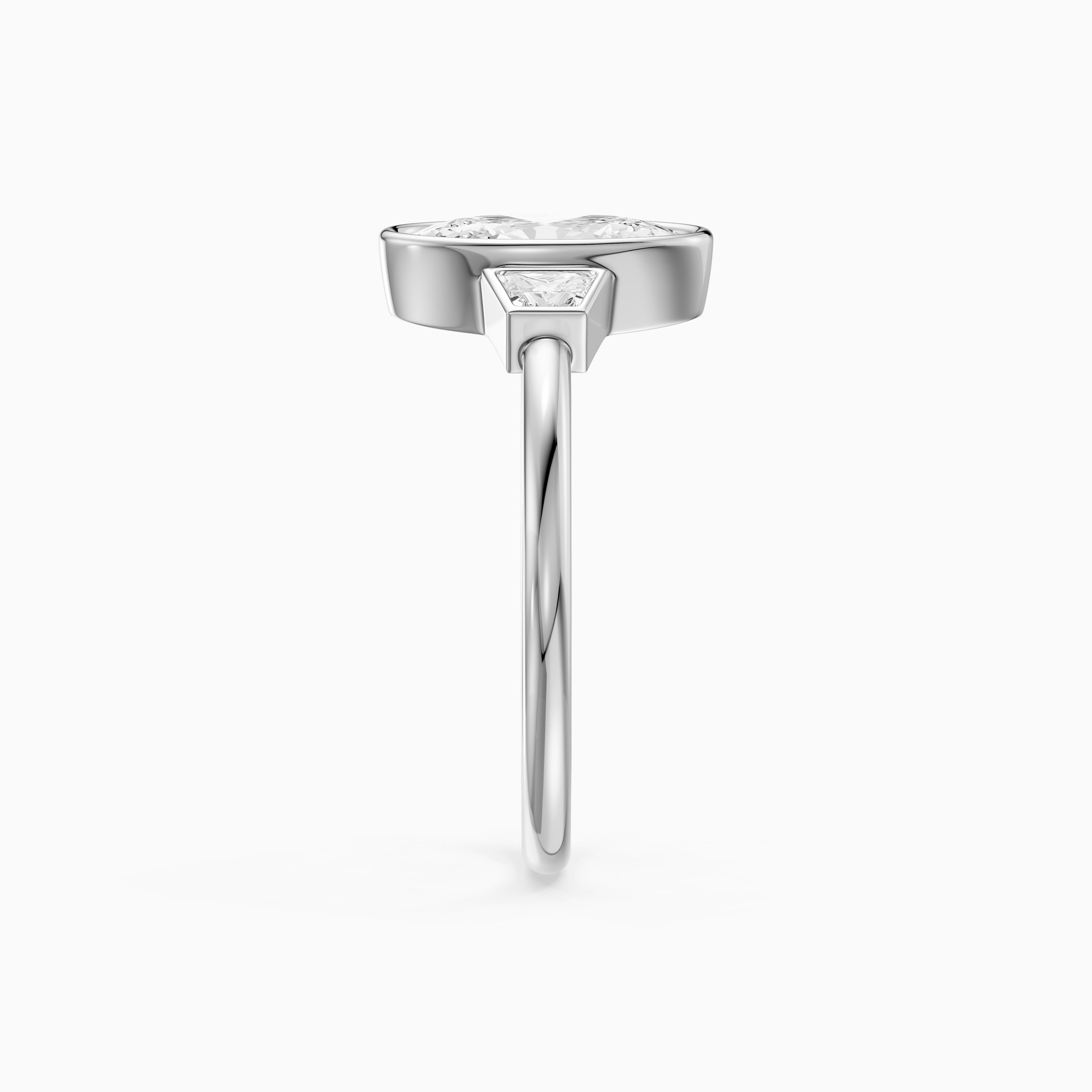 Rosie Moval Lab Grown Diamond Bezel Ring with Trapezoid Side Stones