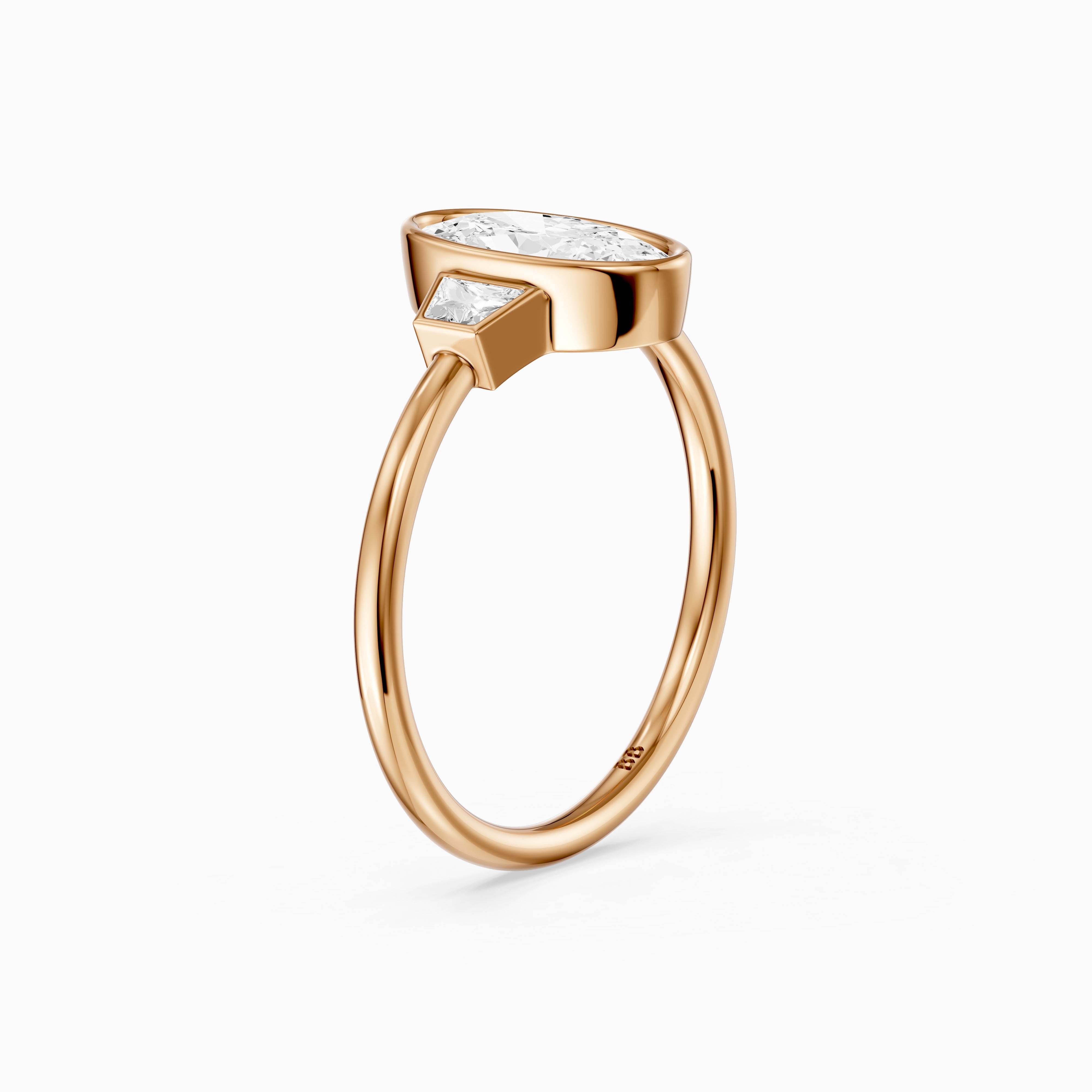 Rosie Moval Lab Grown Diamond Bezel Ring with Trapezoid Side Stones