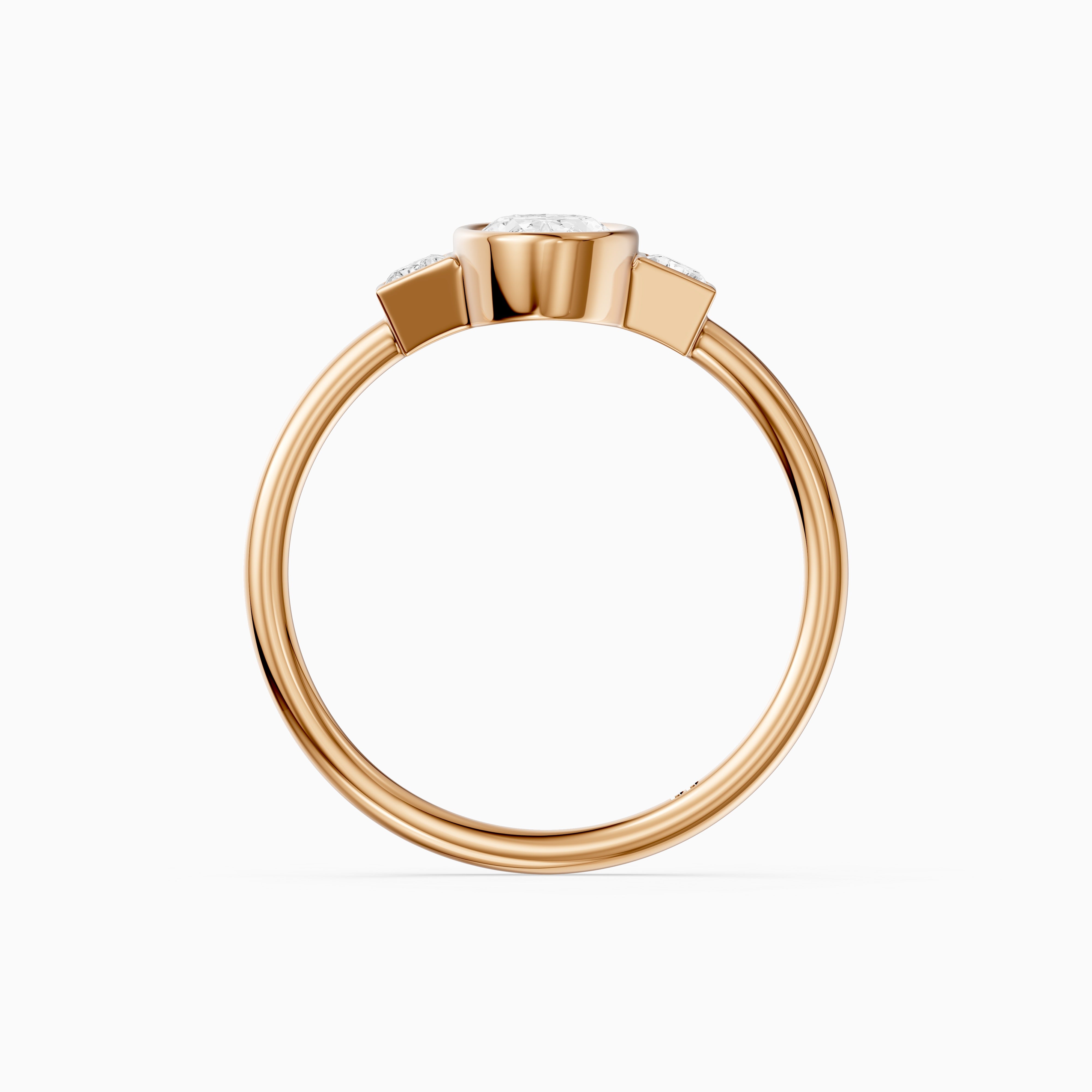 Rosie Moval Lab Grown Diamond Bezel Ring with Trapezoid Side Stones