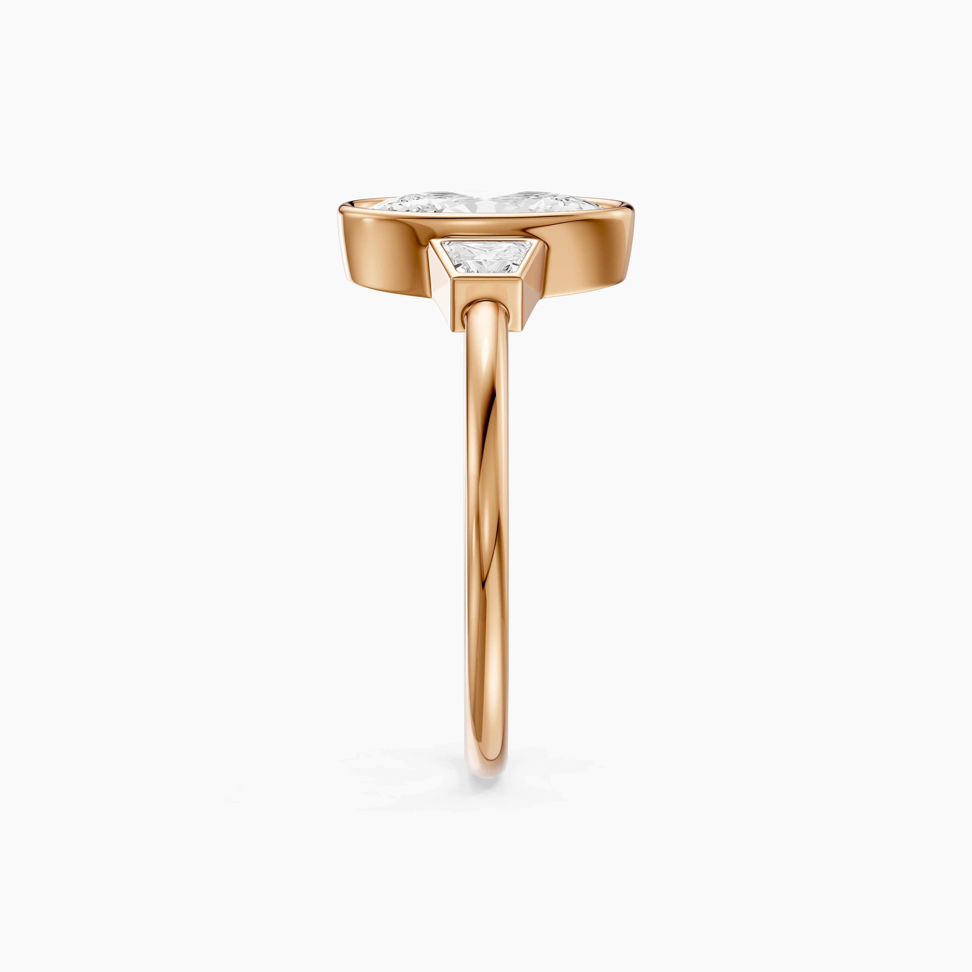 Rosie Moval Lab Grown Diamond Bezel Ring with Trapezoid Side Stones