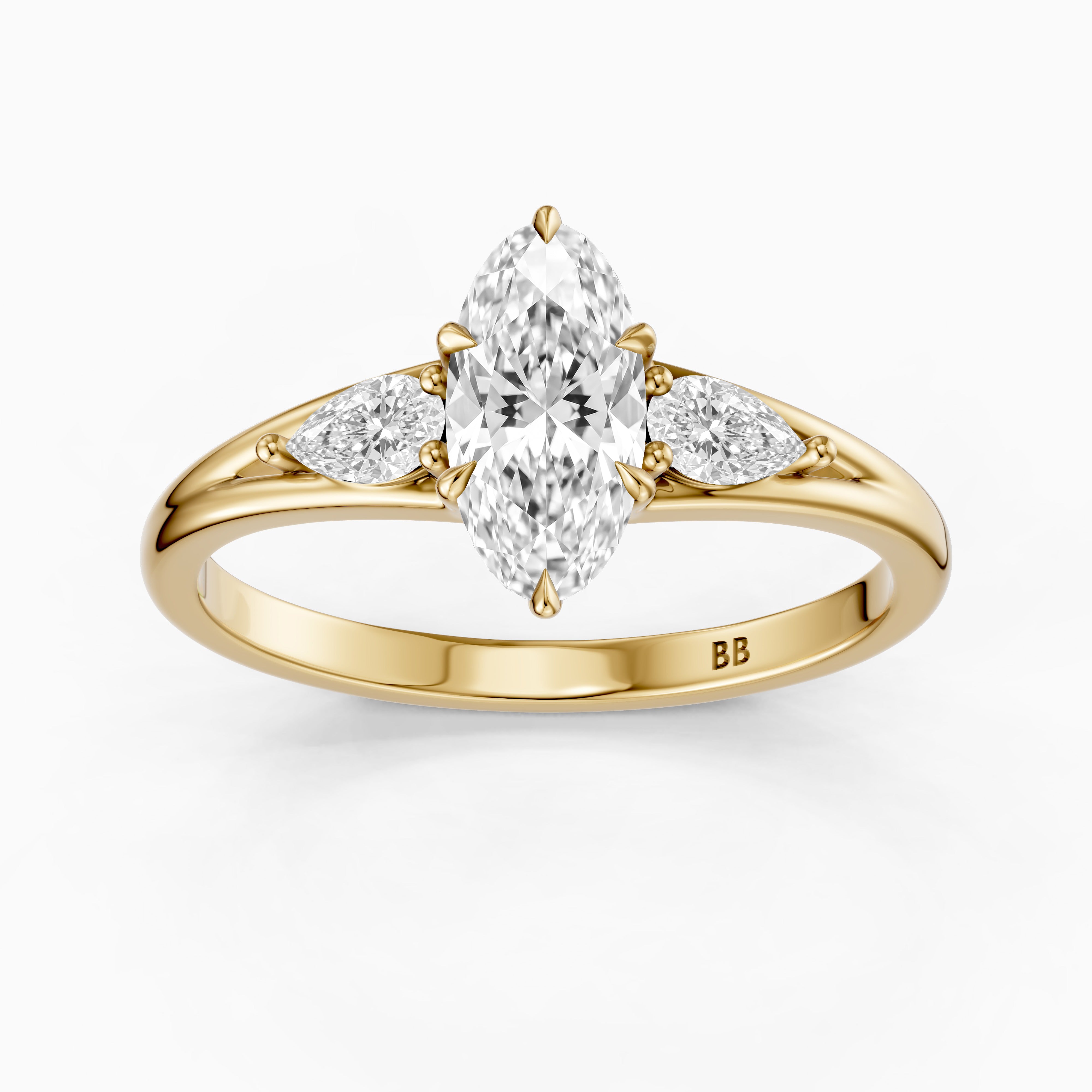 Connie Moval Lab Grown Diamond Three Stone Ring with Pear Side Stones