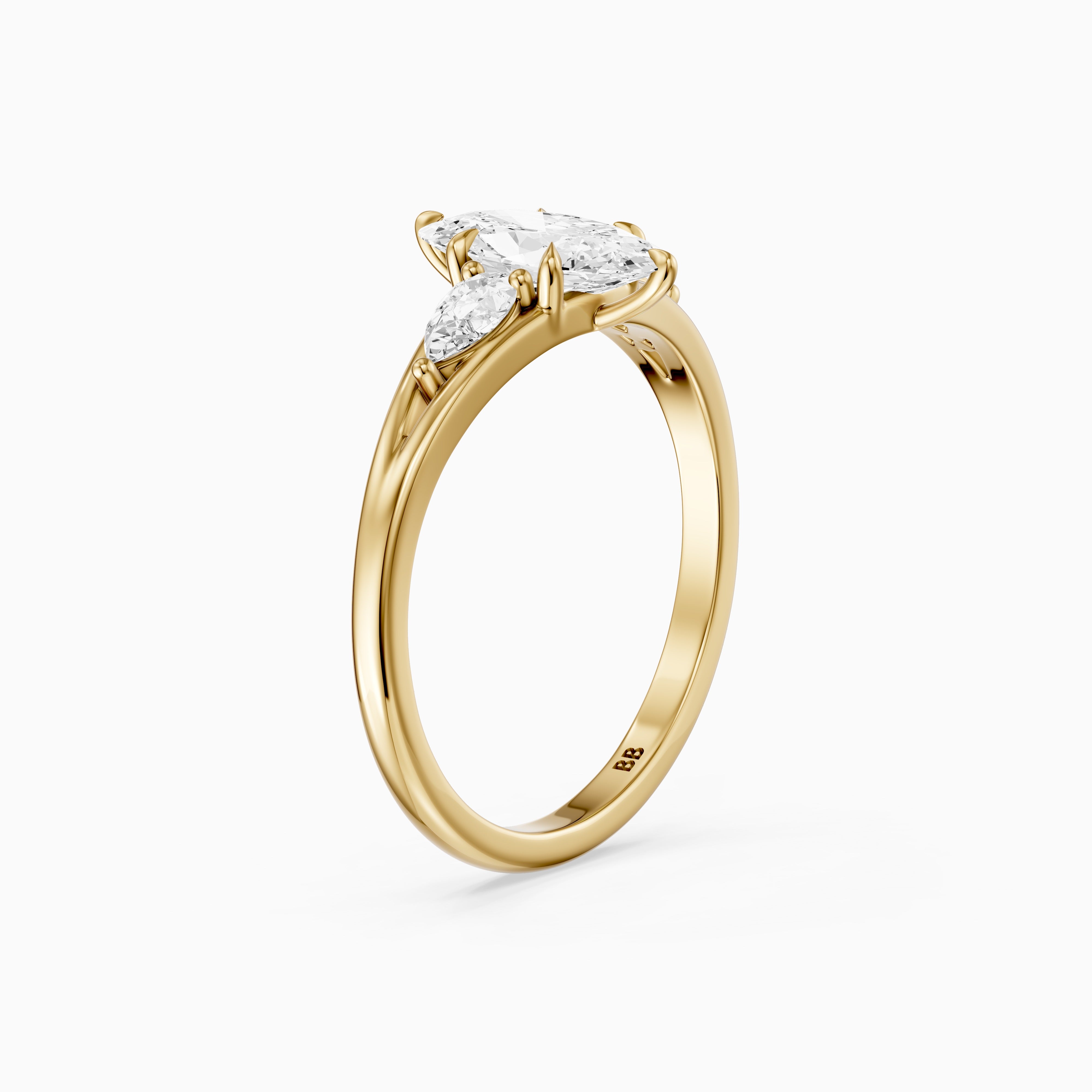 Connie Moval Lab Grown Diamond Three Stone Ring with Pear Side Stones