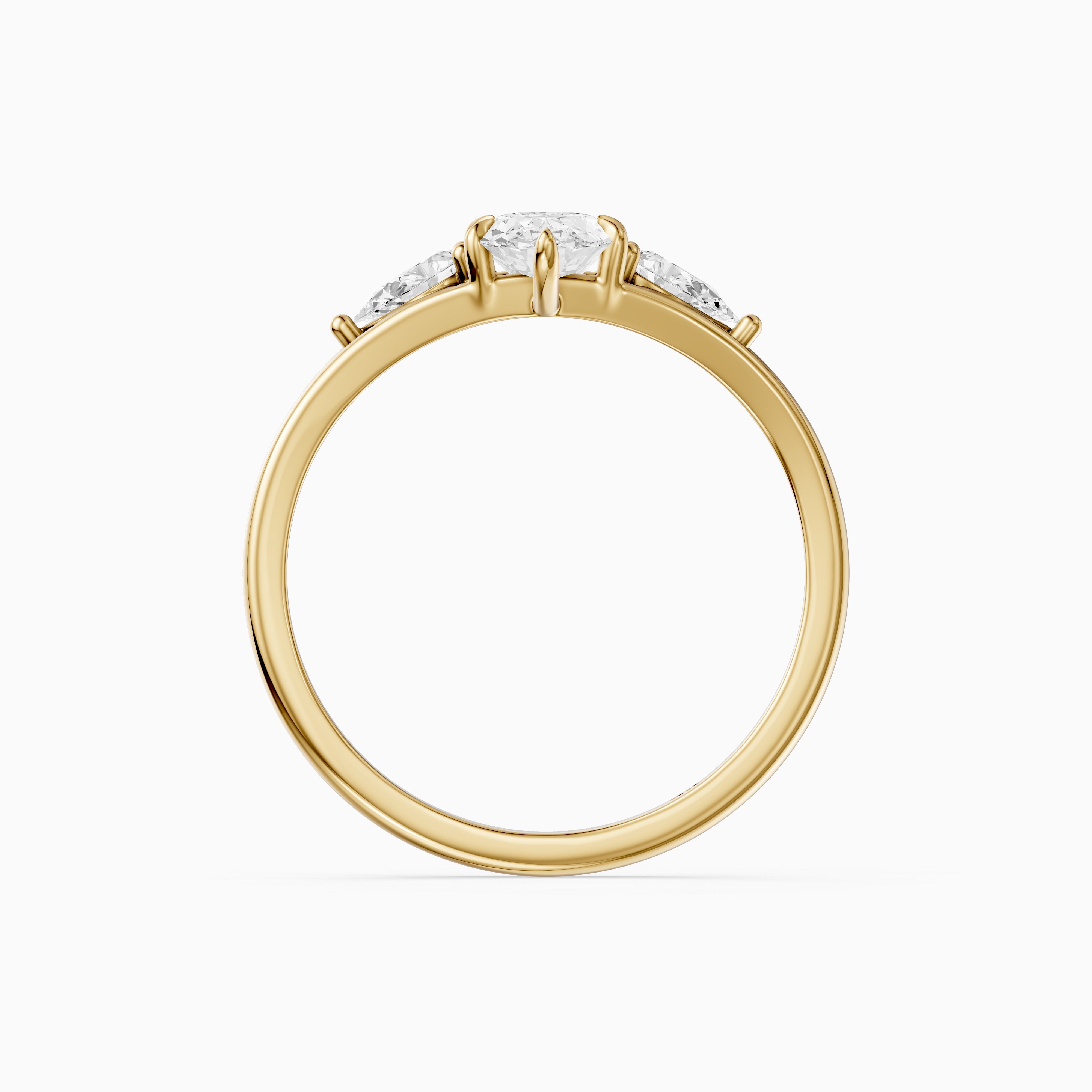 Connie Moval Lab Grown Diamond Three Stone Ring with Pear Side Stones