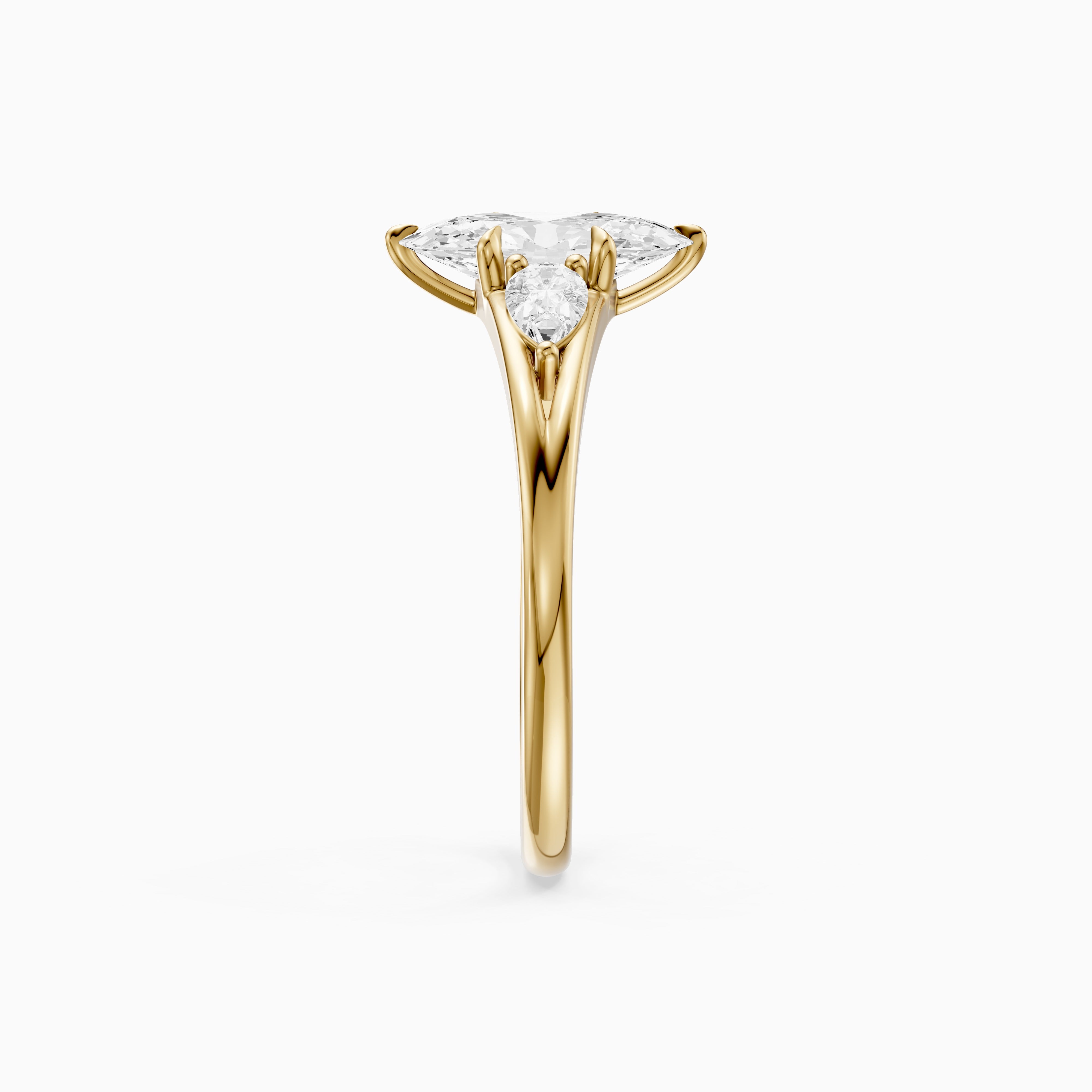 Connie Moval Lab Grown Diamond Three Stone Ring with Pear Side Stones