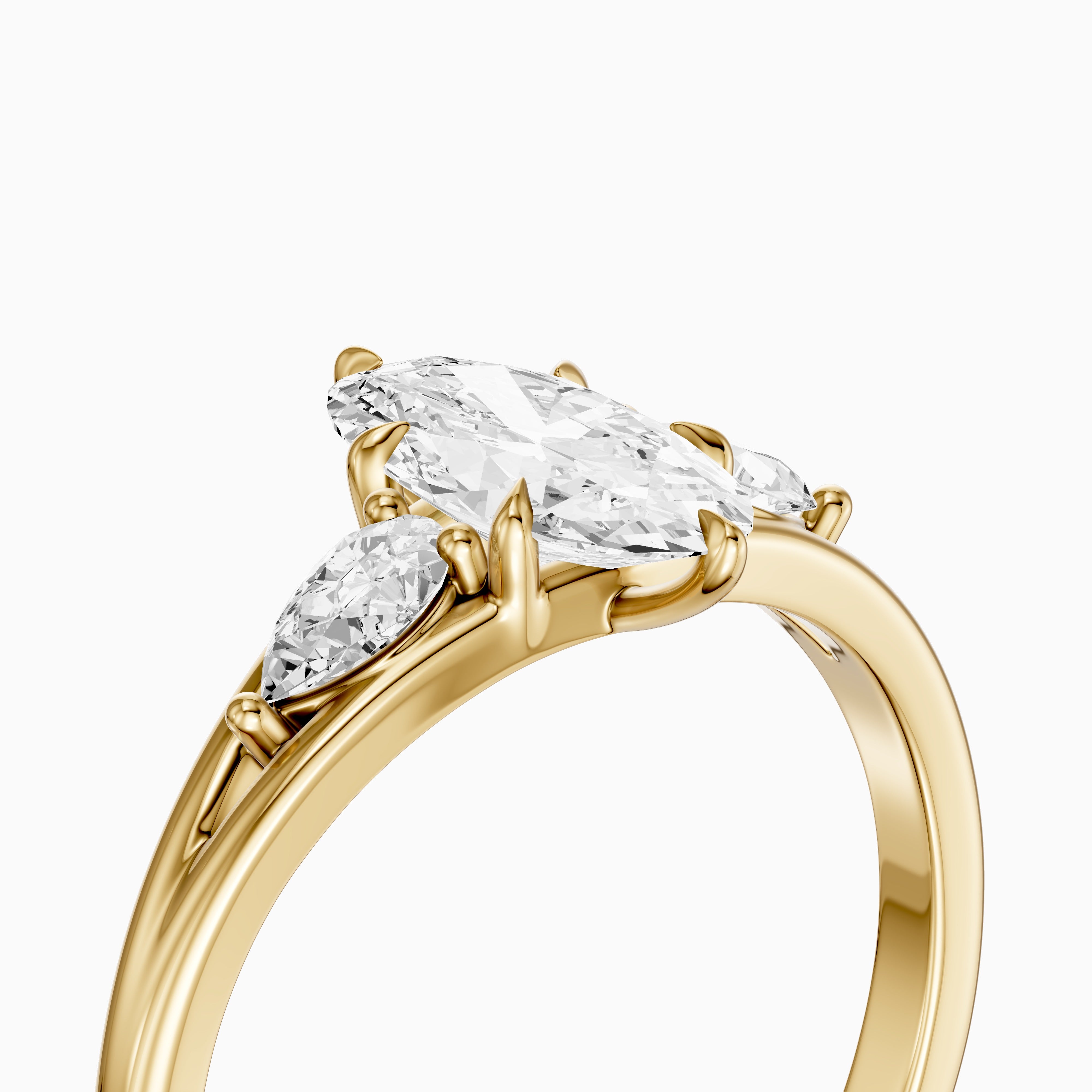 Connie Moval Lab Grown Diamond Three Stone Ring with Pear Side Stones