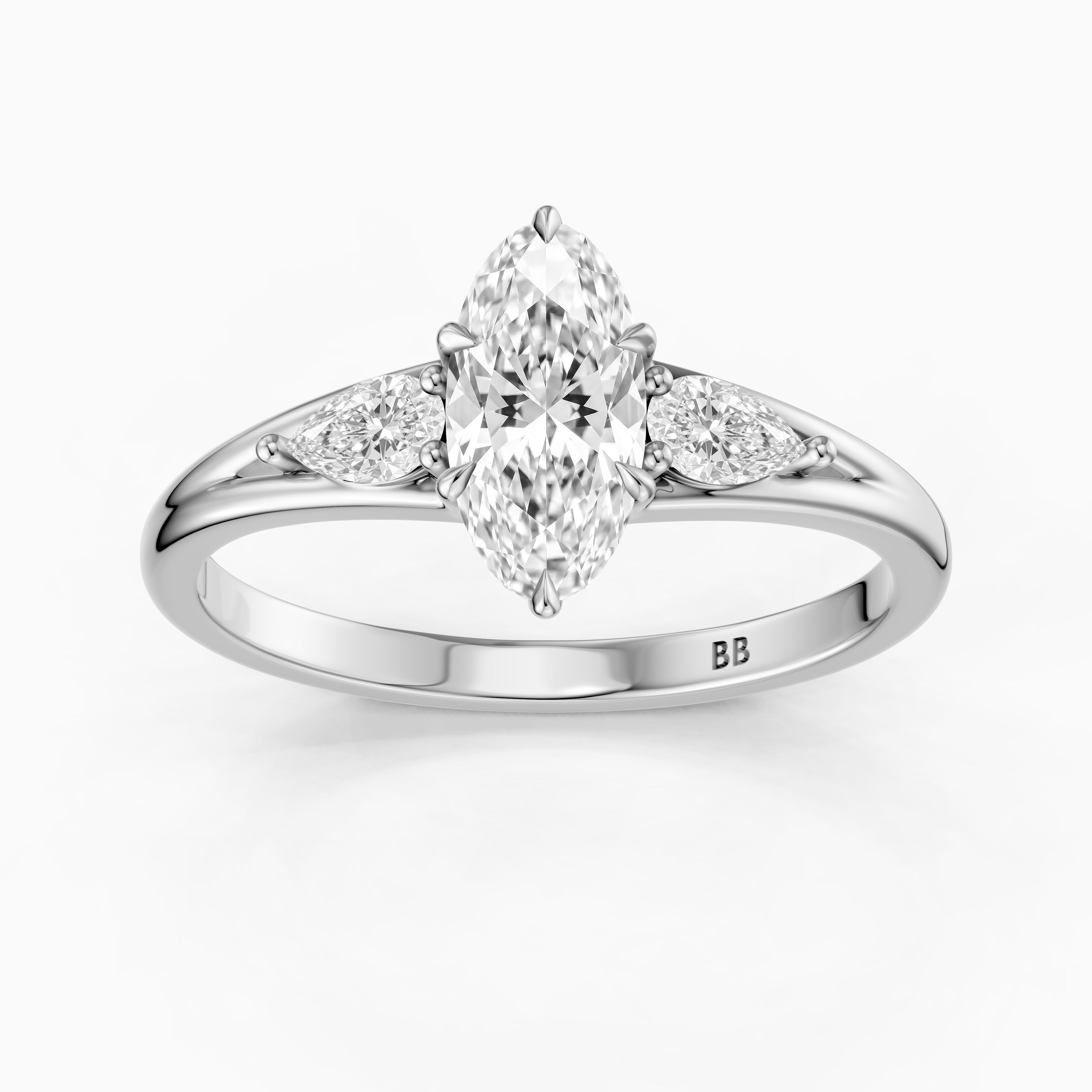 Connie Moval Lab Grown Diamond Three Stone Ring with Pear Side Stones