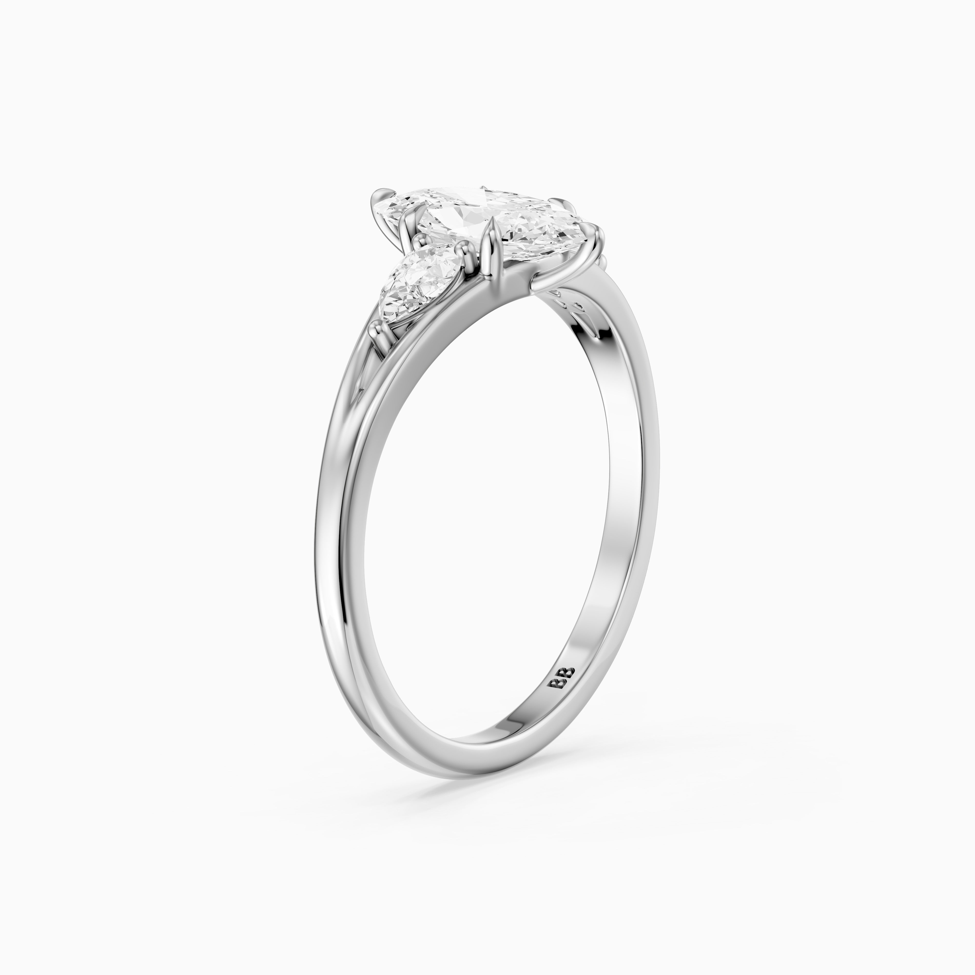 Connie Moval Lab Grown Diamond Three Stone Ring with Pear Side Stones