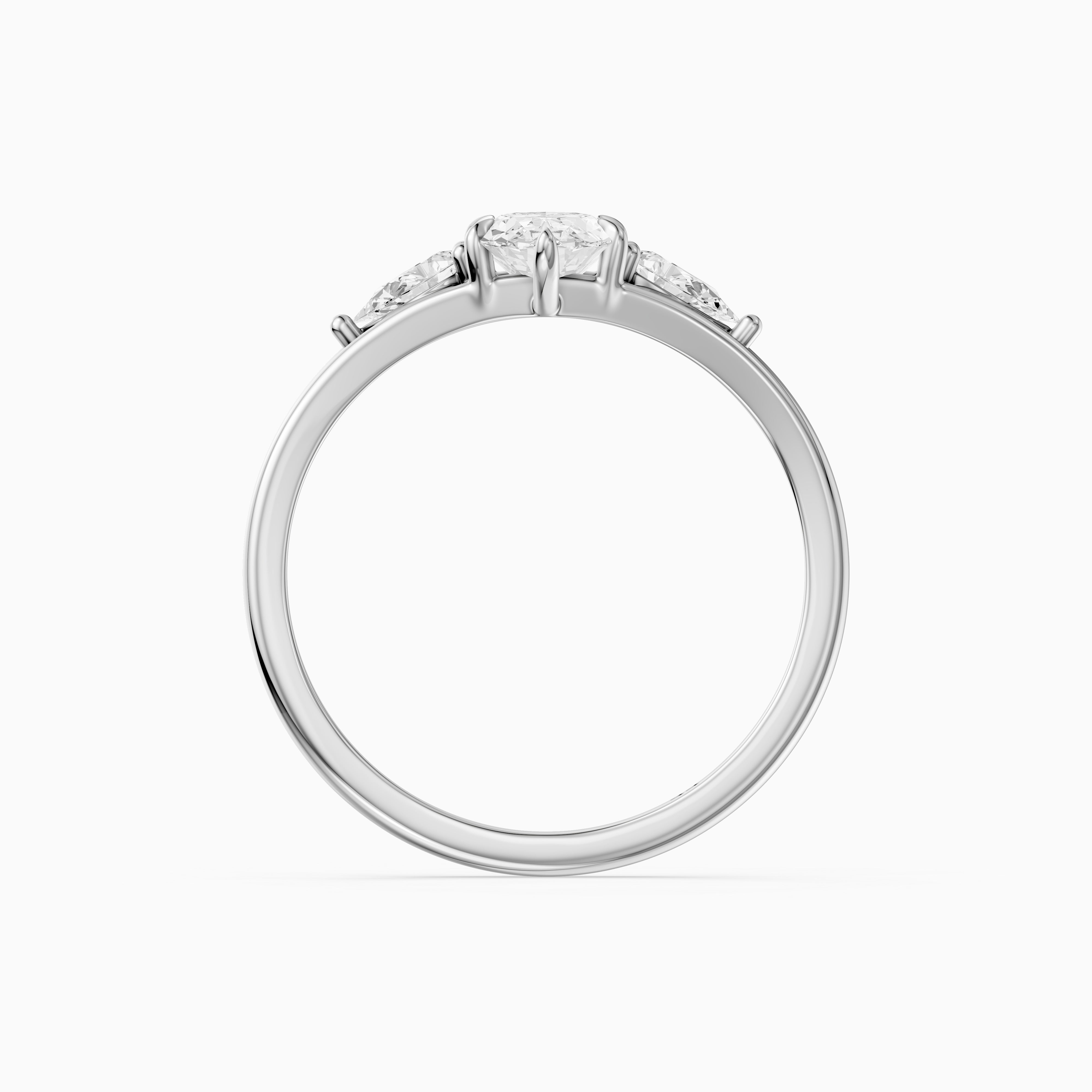 Connie Moval Lab Grown Diamond Three Stone Ring with Pear Side Stones