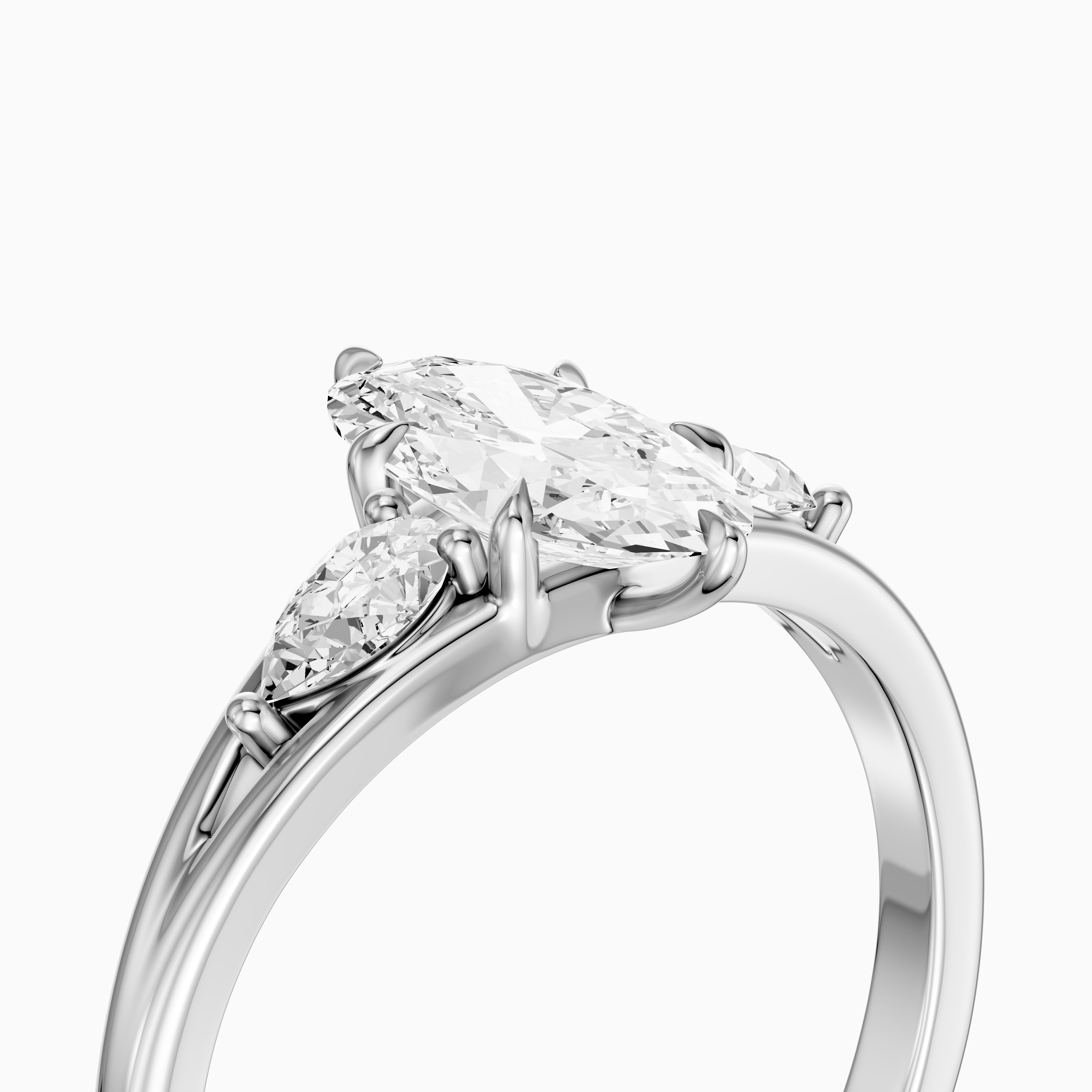 Connie Moval Lab Grown Diamond Three Stone Ring with Pear Side Stones
