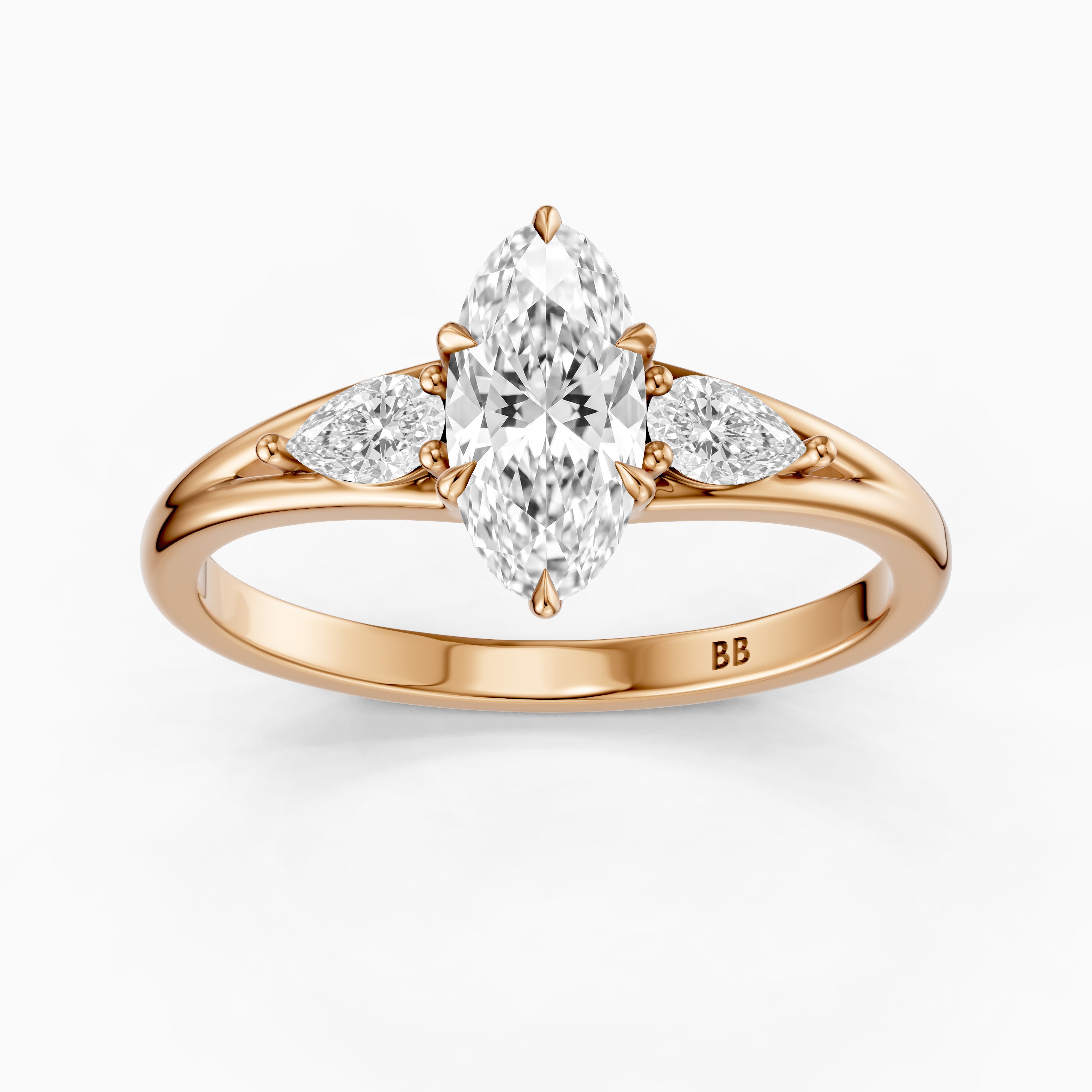 Connie Moval Lab Grown Diamond Three Stone Ring with Pear Side Stones