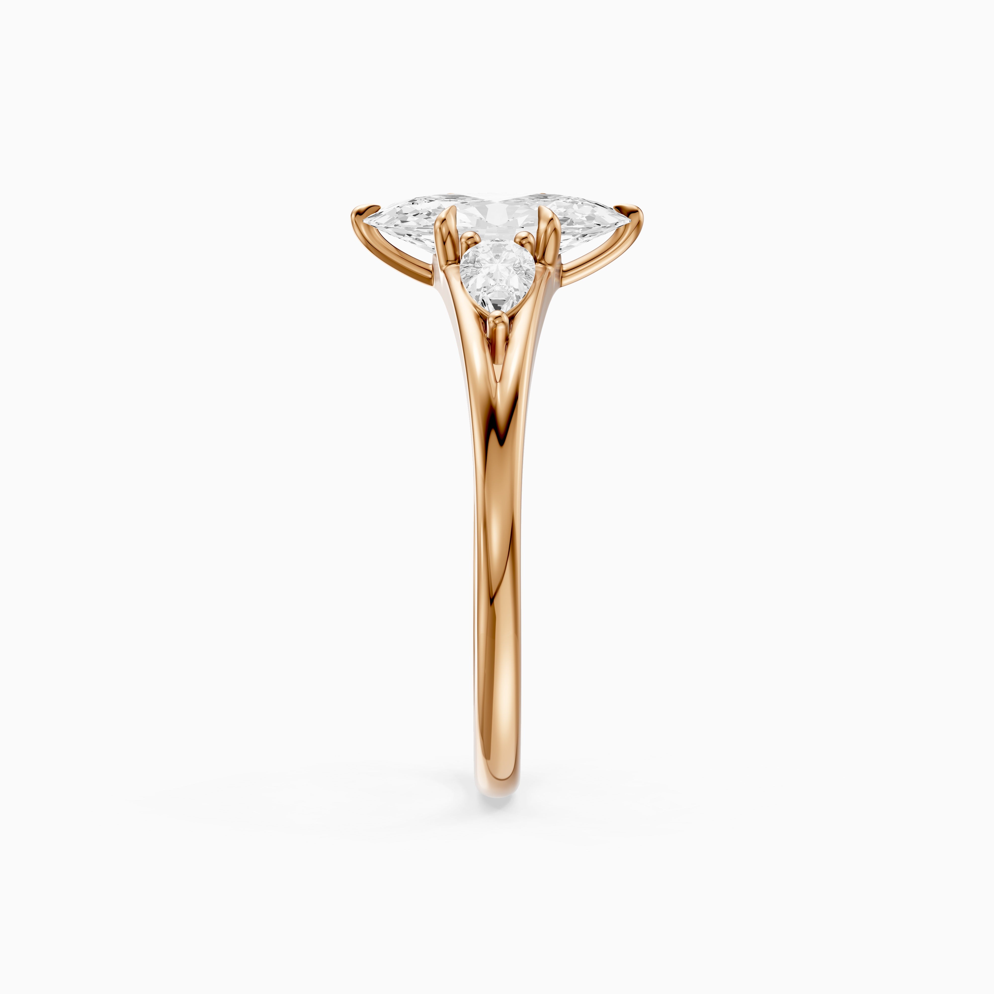 Connie Moval Lab Grown Diamond Three Stone Ring with Pear Side Stones
