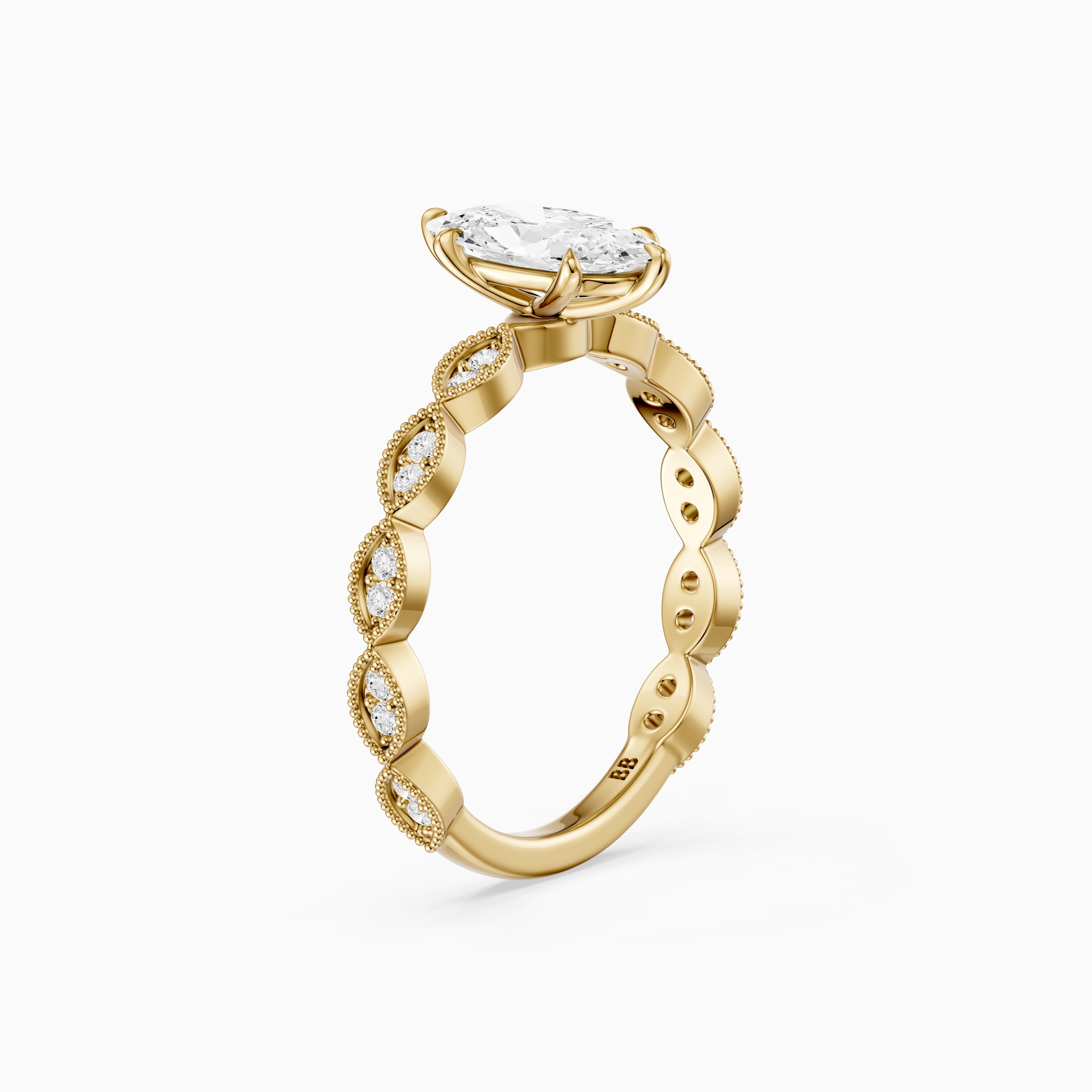 Sian Moval Lab Grown Diamond Ring with Vintage Milgrain Band