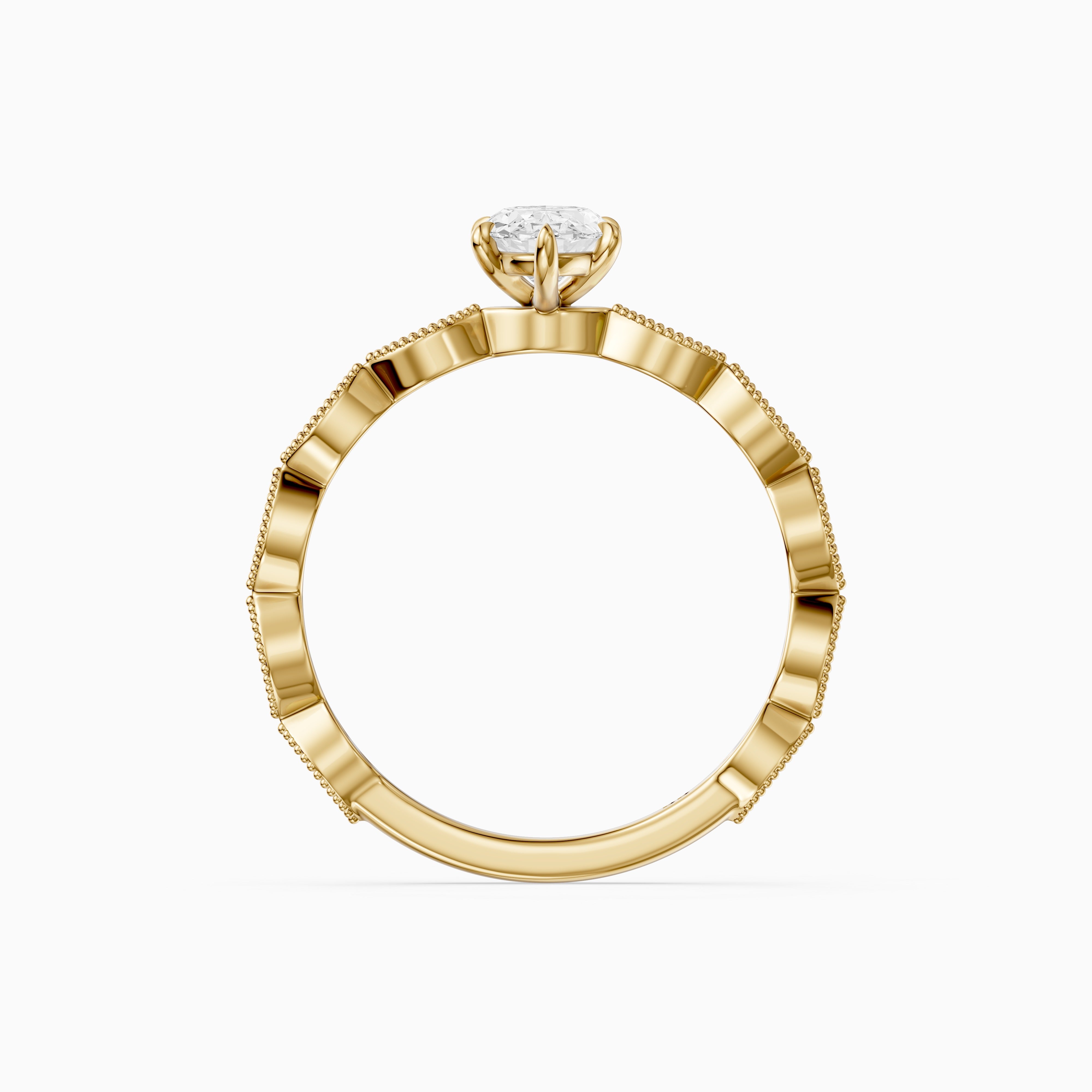 Sian Moval Lab Grown Diamond Ring with Vintage Milgrain Band