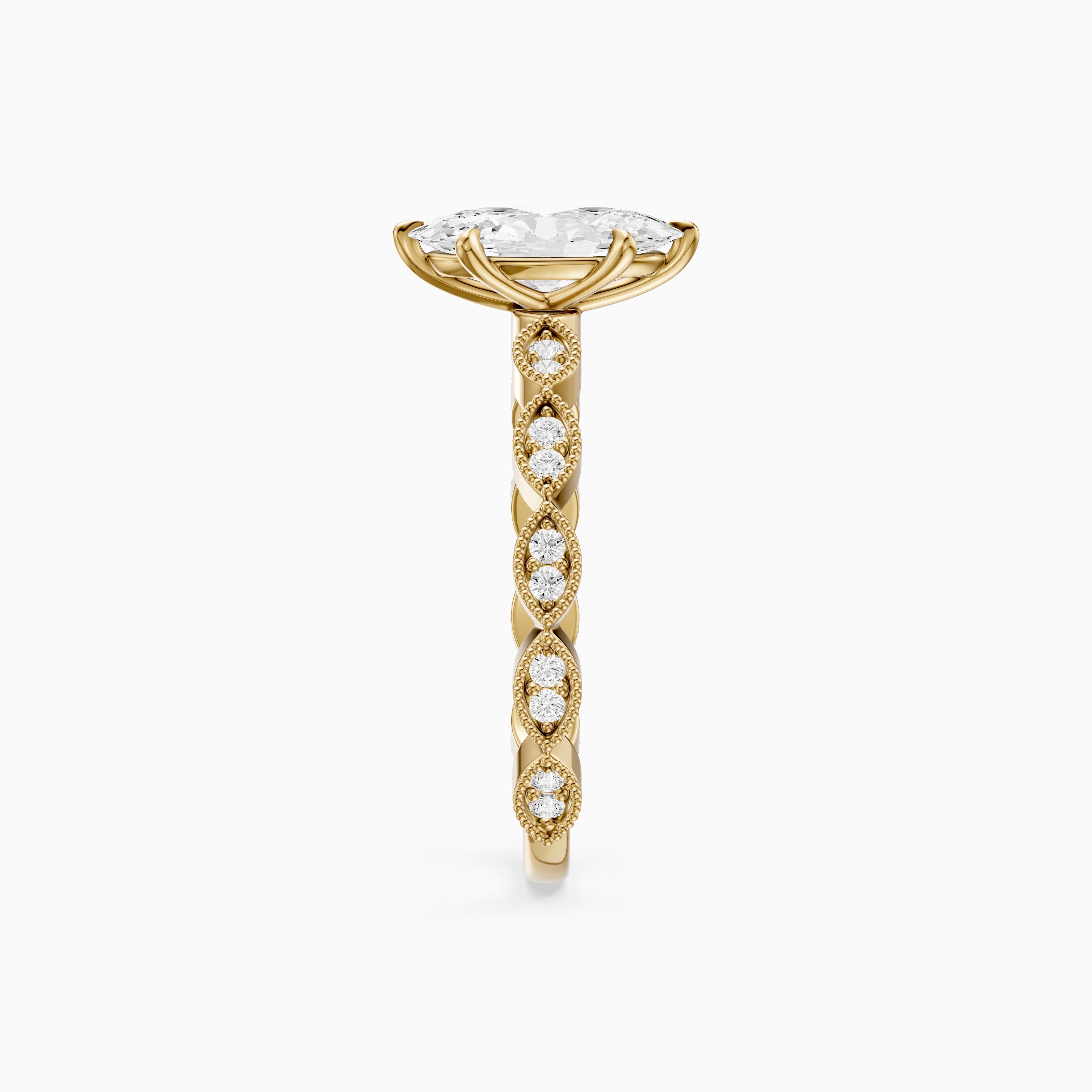 Sian Moval Lab Grown Diamond Ring with Vintage Milgrain Band