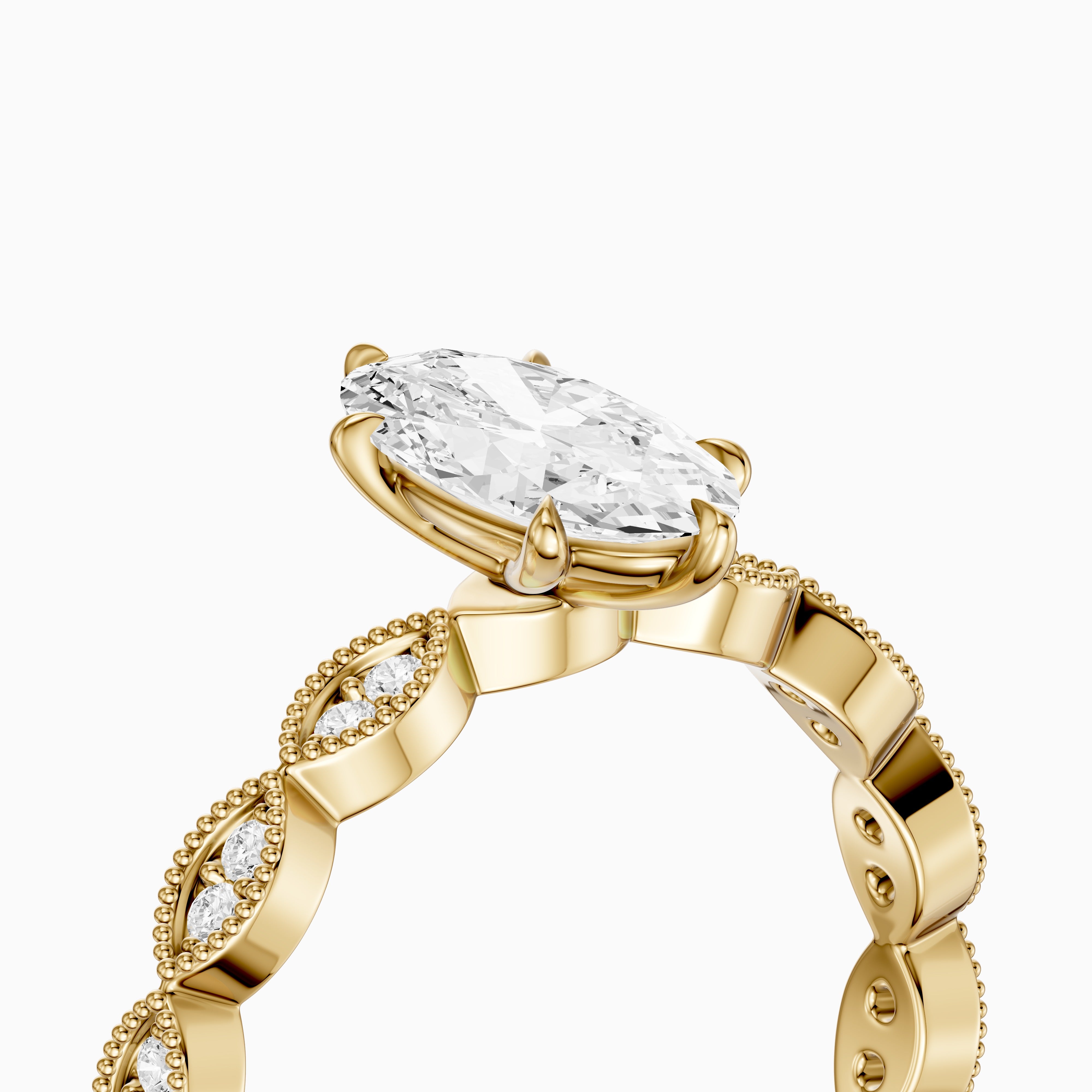 Sian Moval Lab Grown Diamond Ring with Vintage Milgrain Band