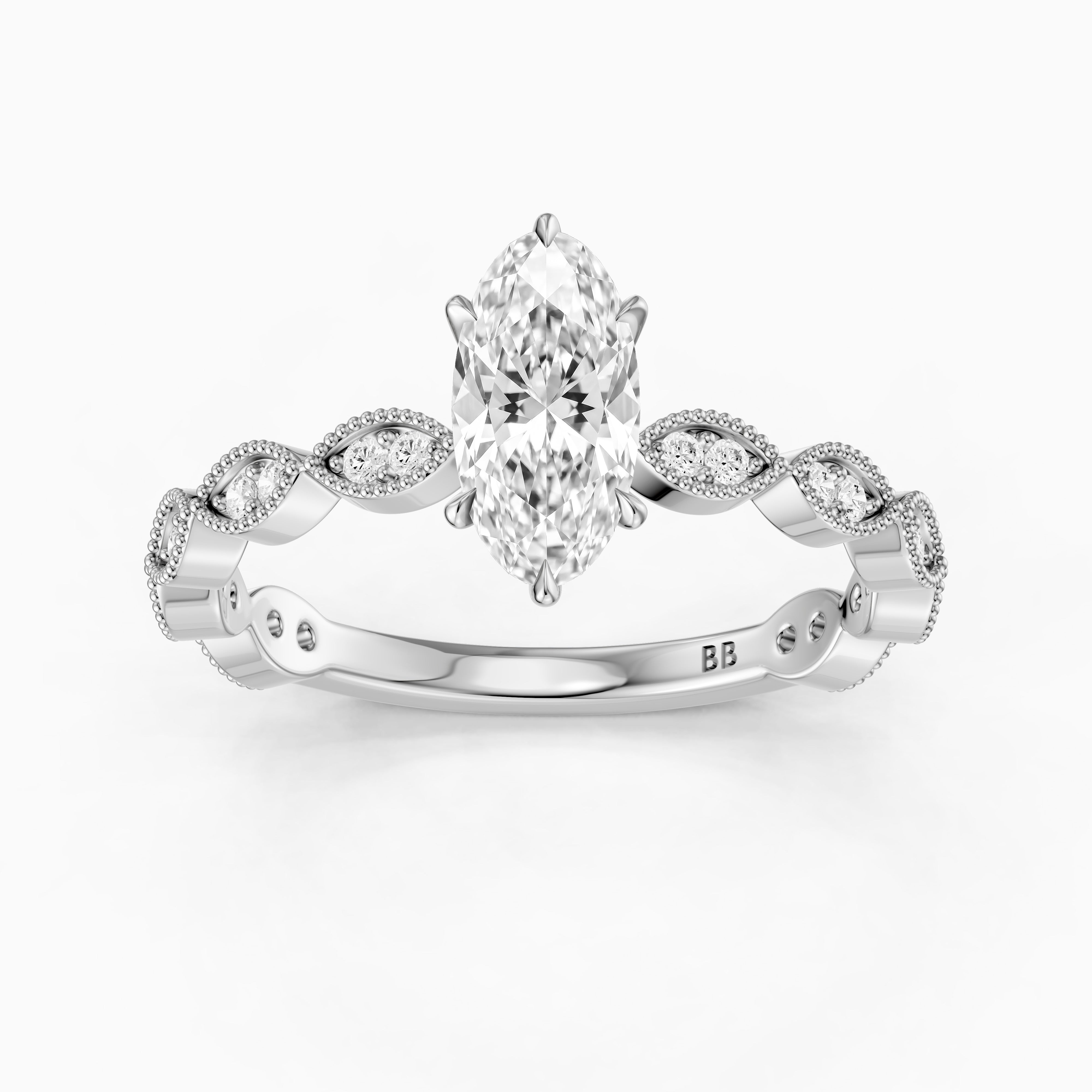 Sian Moval Lab Grown Diamond Ring with Vintage Milgrain Band