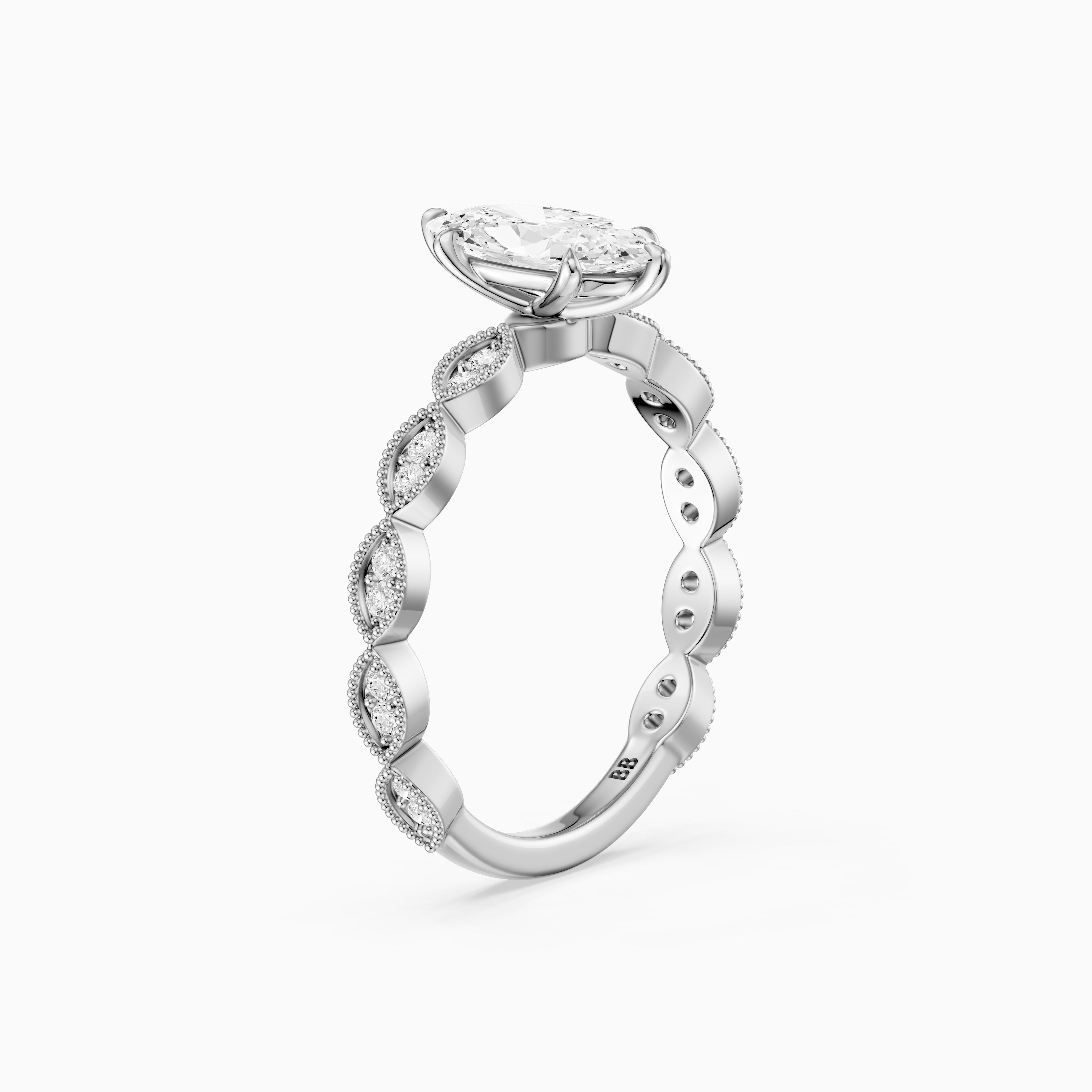 Sian Moval Lab Grown Diamond Ring with Vintage Milgrain Band