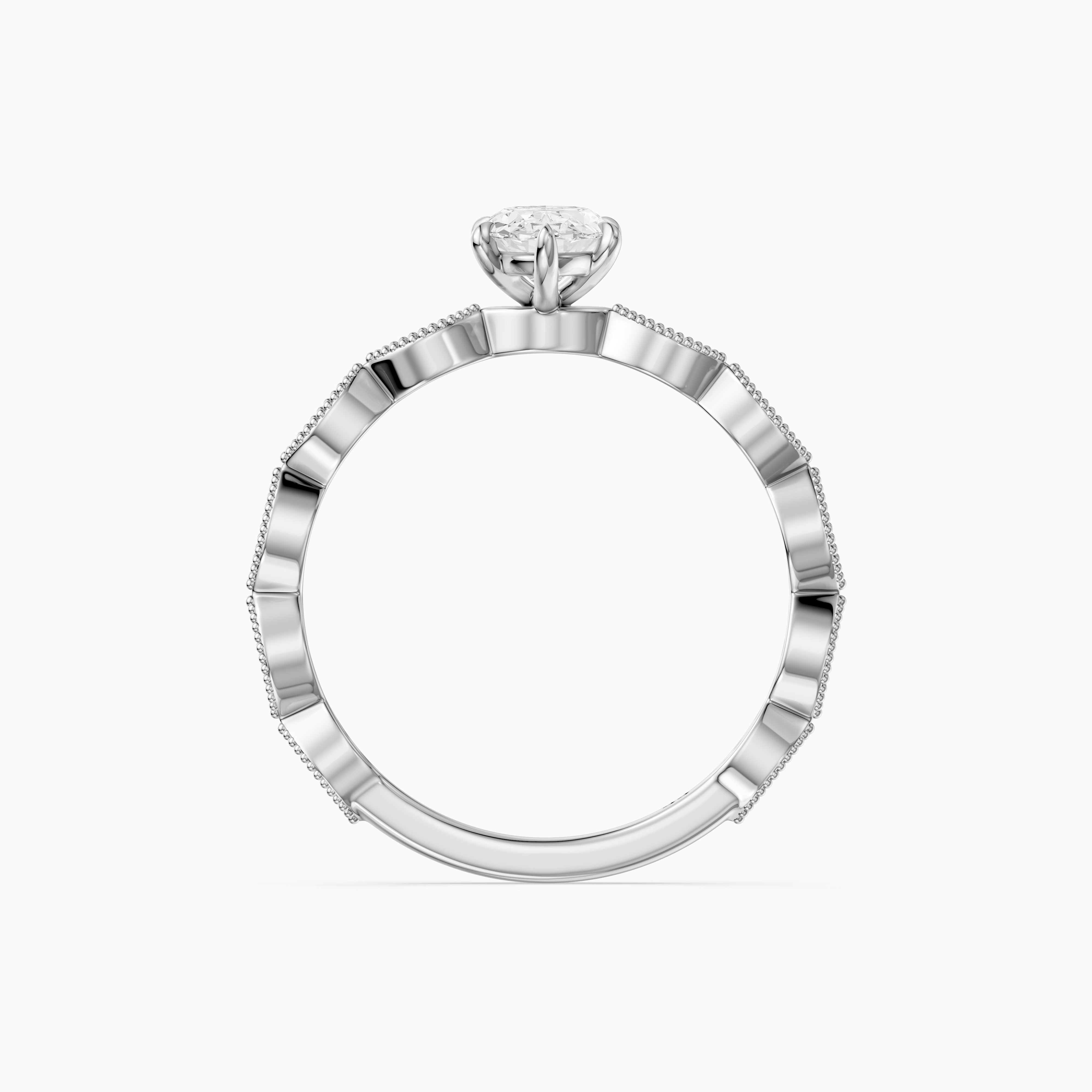 Sian Moval Lab Grown Diamond Ring with Vintage Milgrain Band