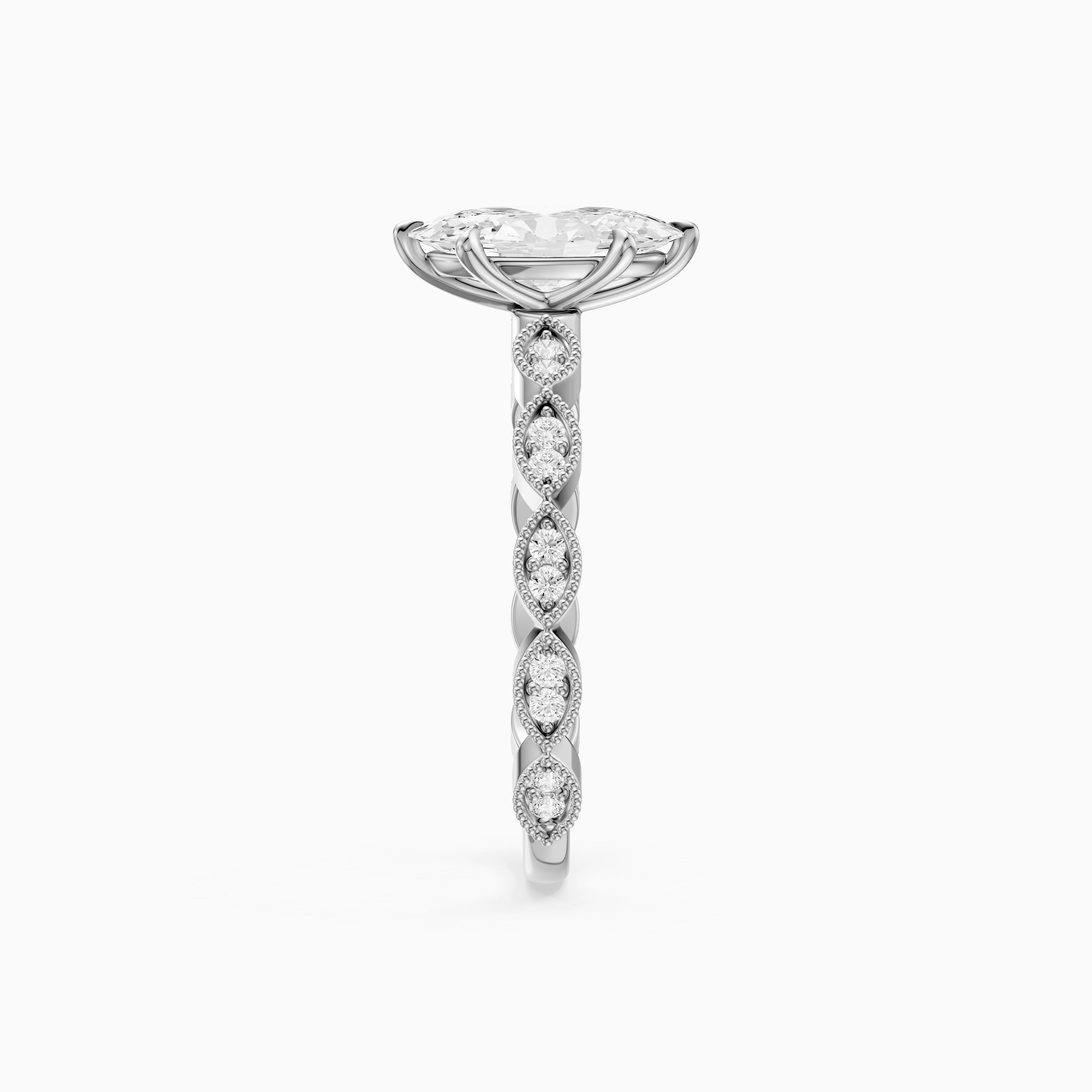 Sian Moval Lab Grown Diamond Ring with Vintage Milgrain Band