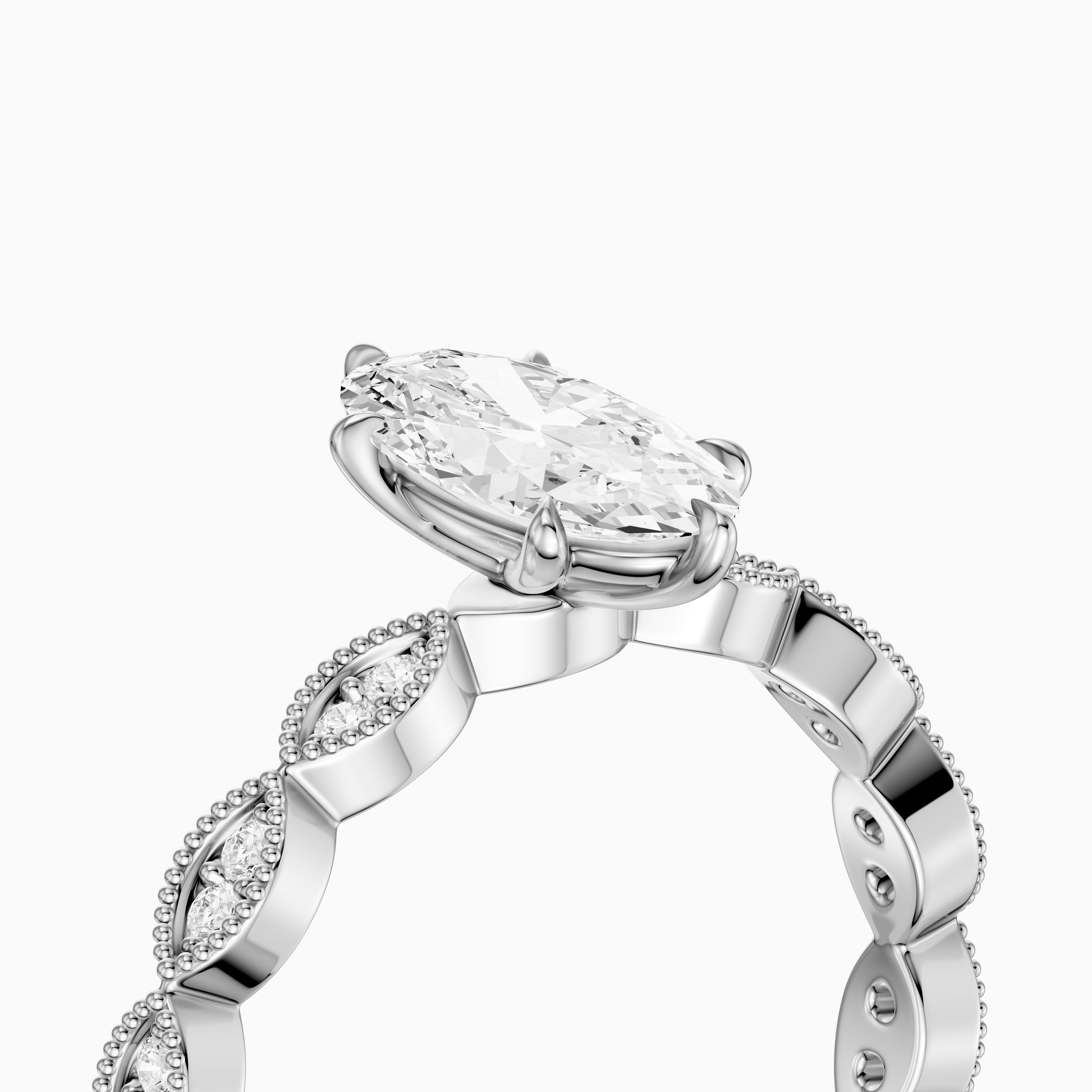 Sian Moval Lab Grown Diamond Ring with Vintage Milgrain Band