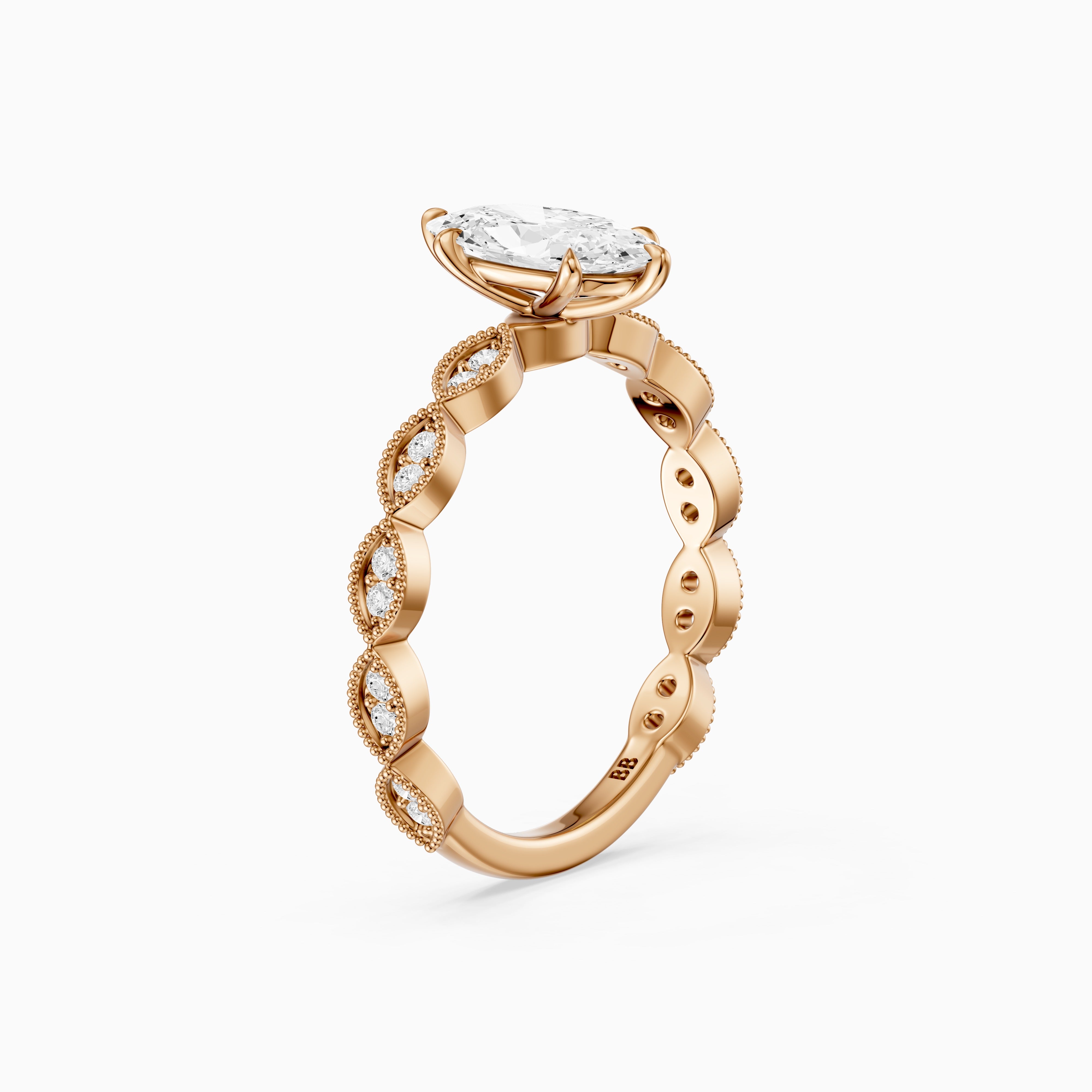 Sian Moval Lab Grown Diamond Ring with Vintage Milgrain Band