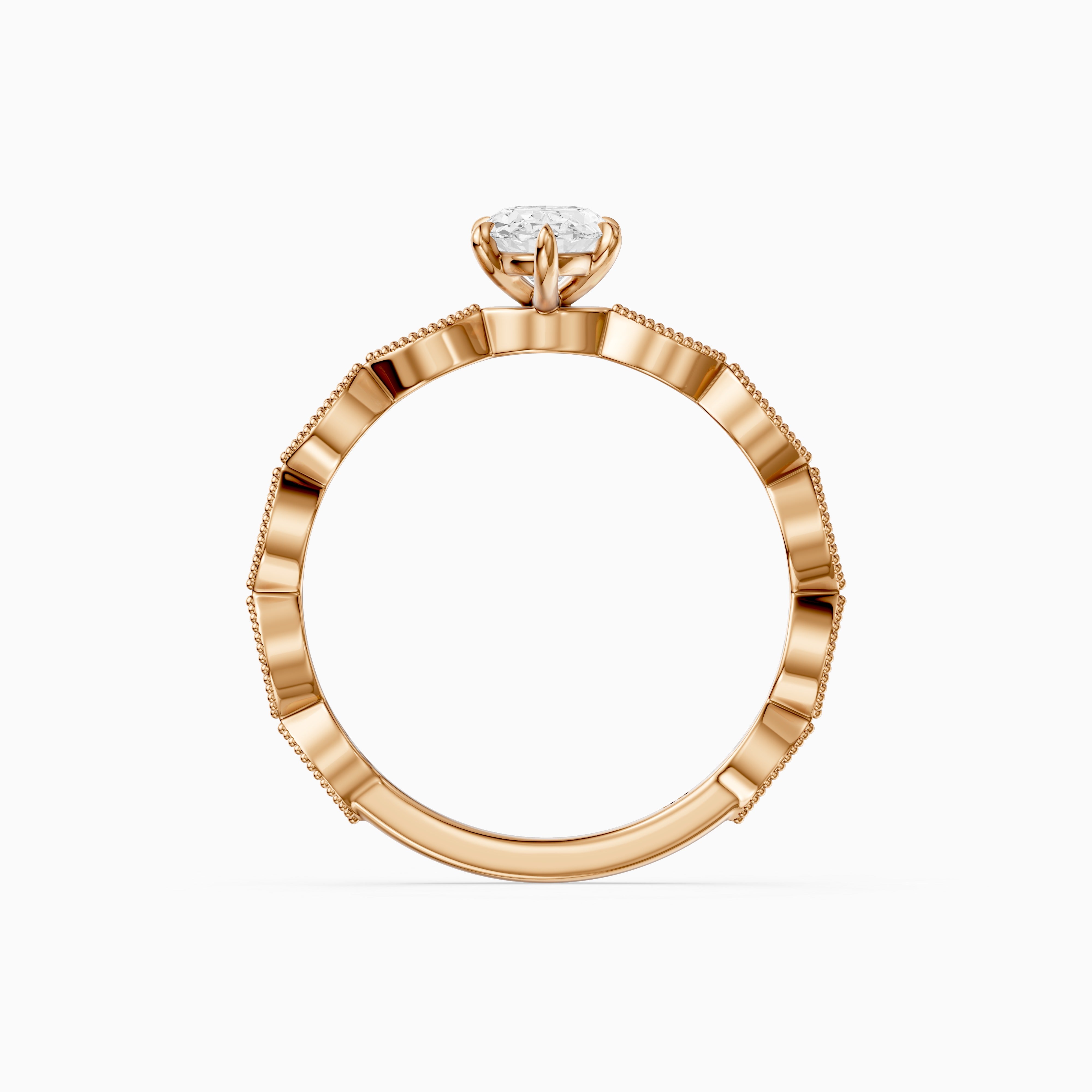Sian Moval Lab Grown Diamond Ring with Vintage Milgrain Band