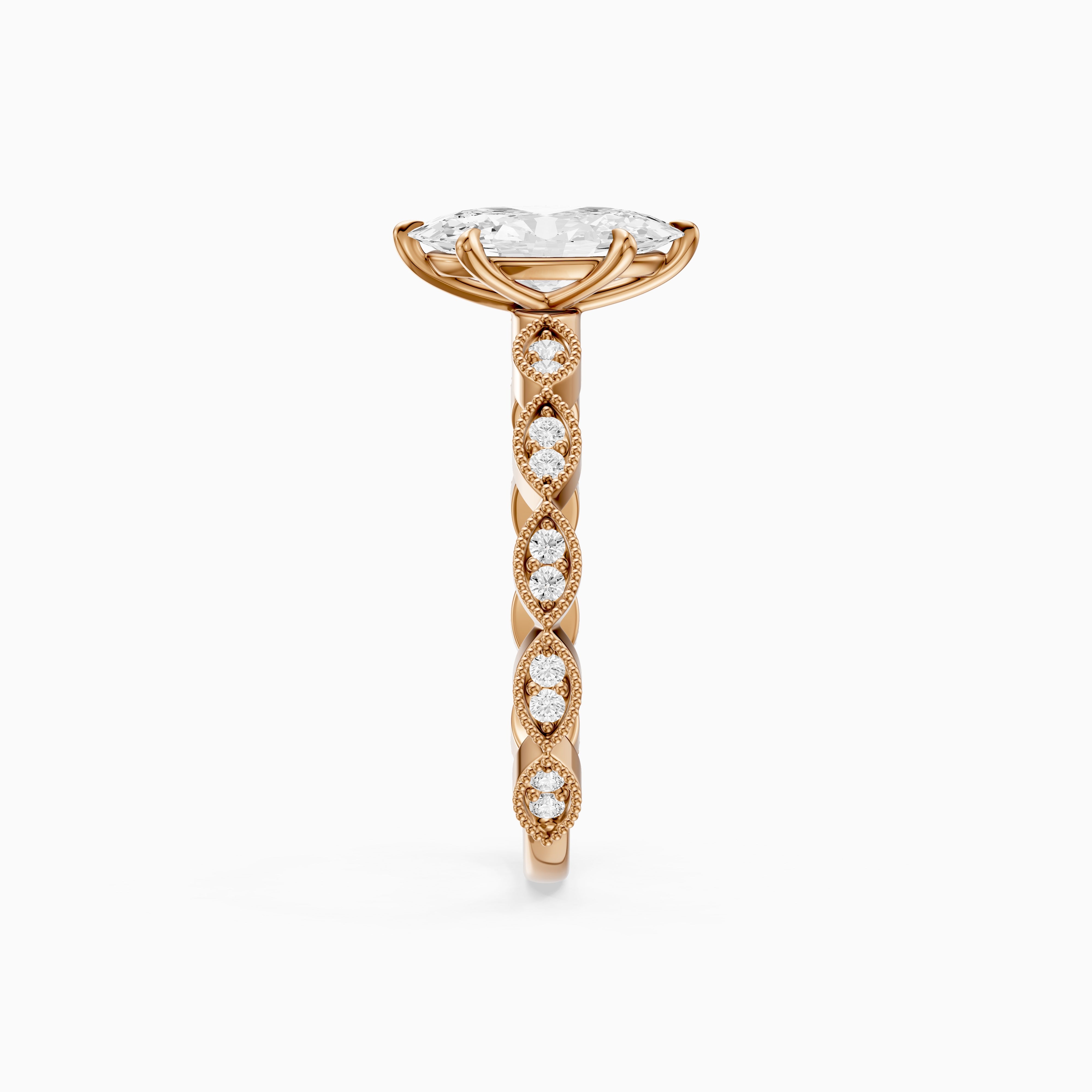 Sian Moval Lab Grown Diamond Ring with Vintage Milgrain Band