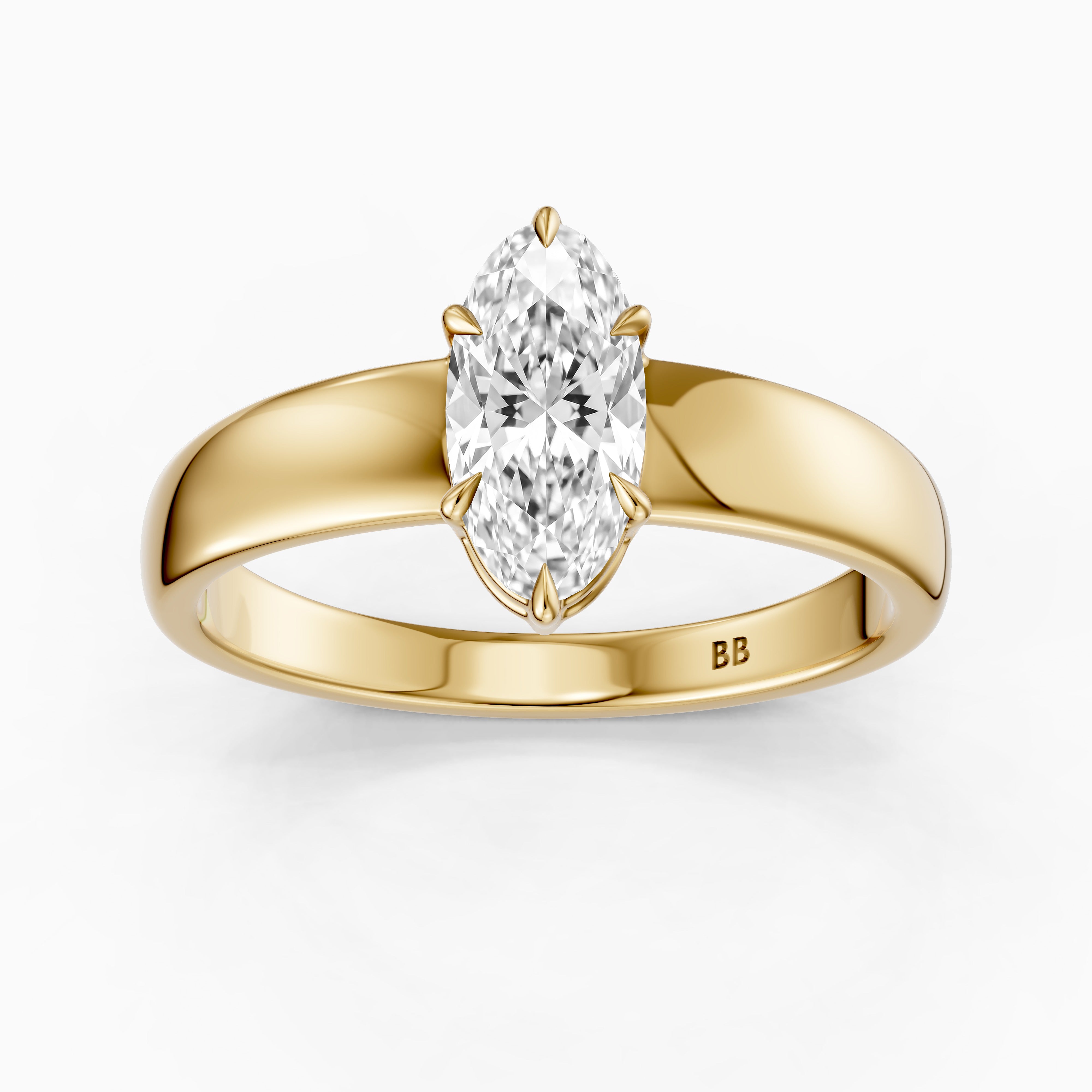 Cerys Moval Moissanite Diamond Solitaire Ring with Wide Band